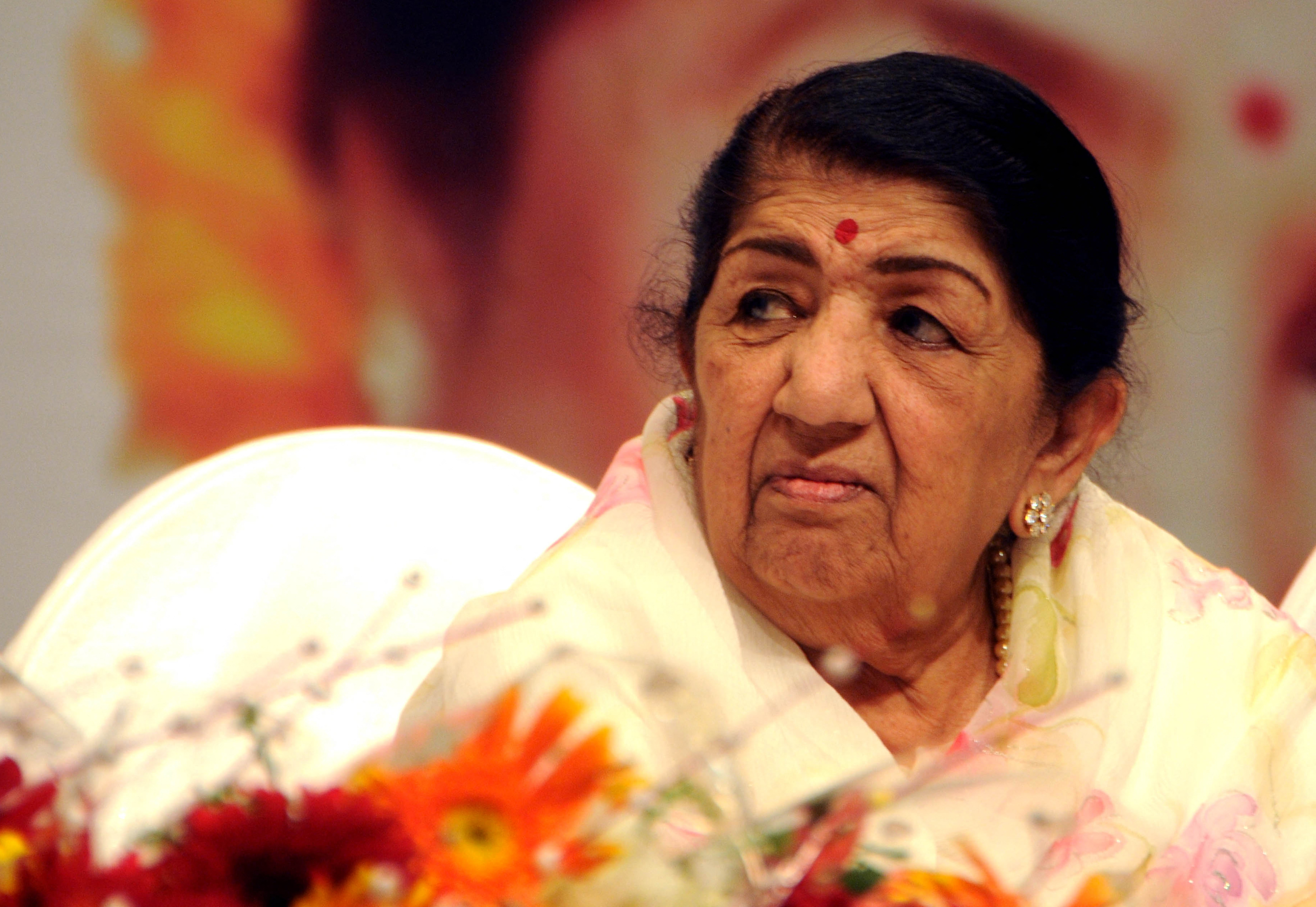 Lata Mangeshkar looks on during the 72nd Master Deenanath Mangeshkar Awards in Mumbai, April 24, 2014 [AFP]
