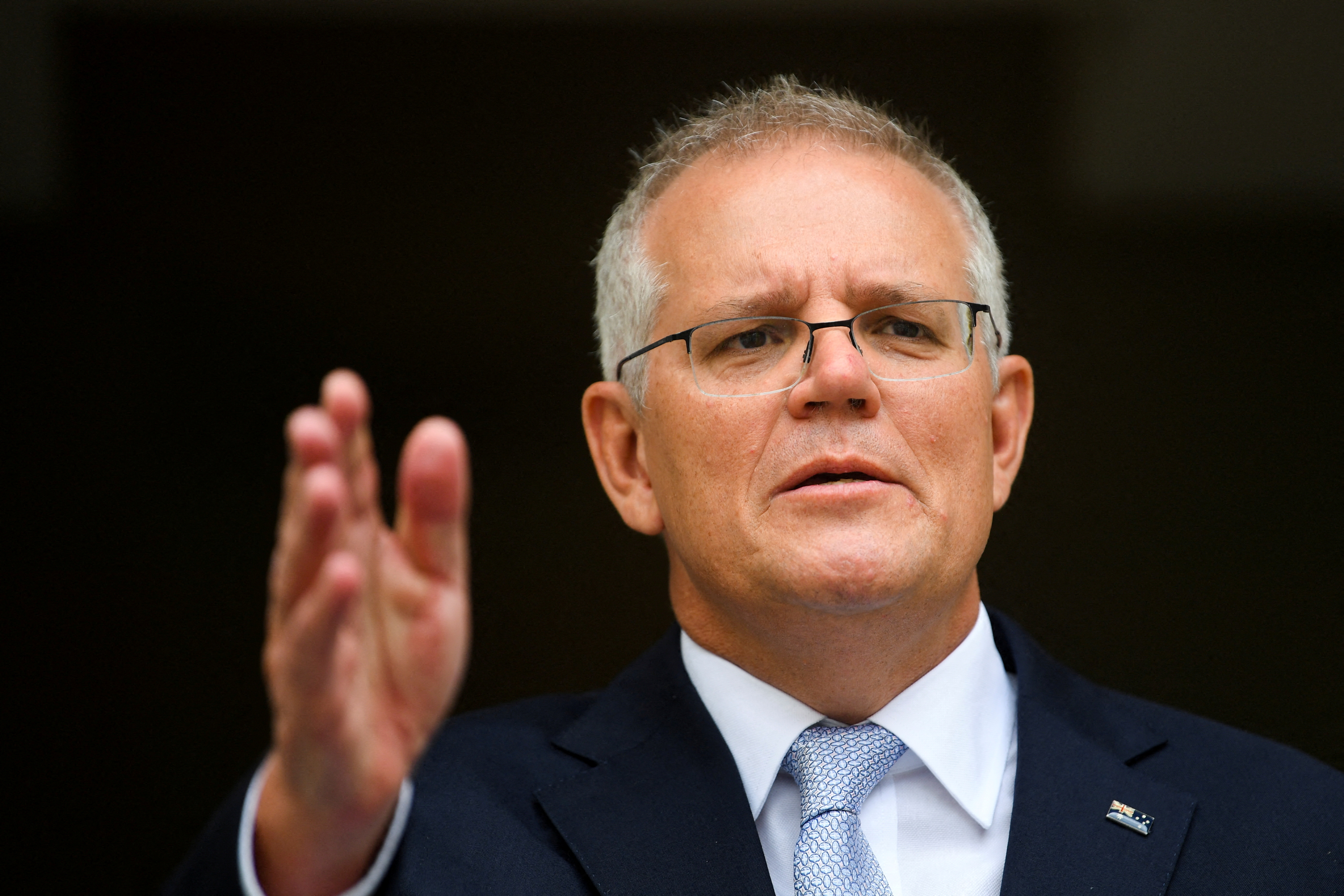Australian Prime Minister Scott Morrison speaks during a news conference at Parliament House, in Canberra, Australia January 6, 2022.