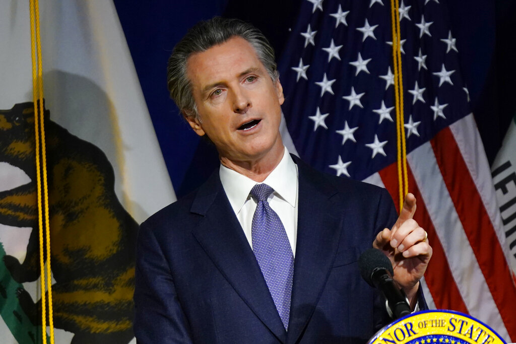 California Gov. Gavin Newsom speaks during a news conference in Sacramento, California.