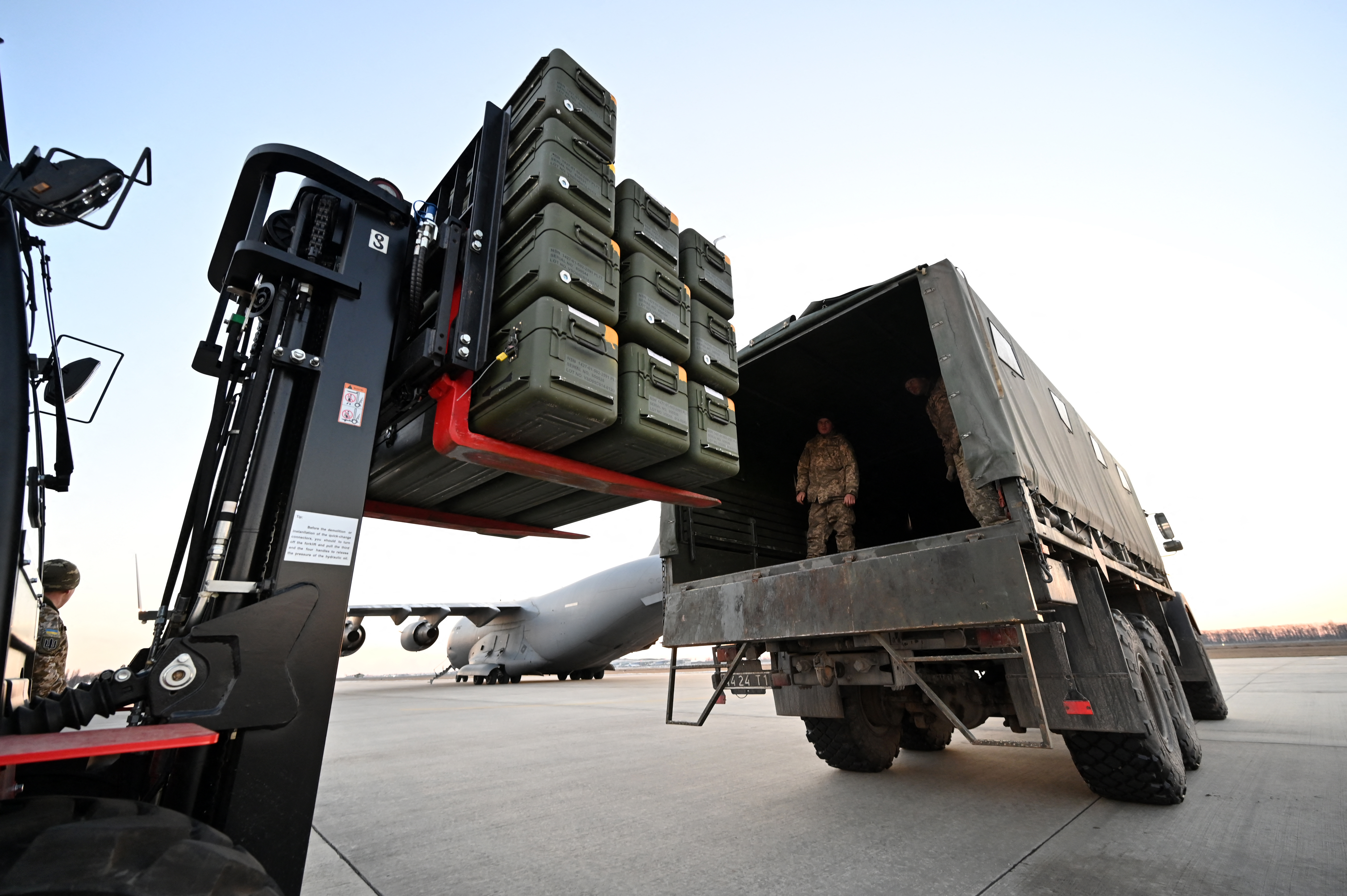 Ukrainian military forces move US-made FIM-92 Stinger missiles