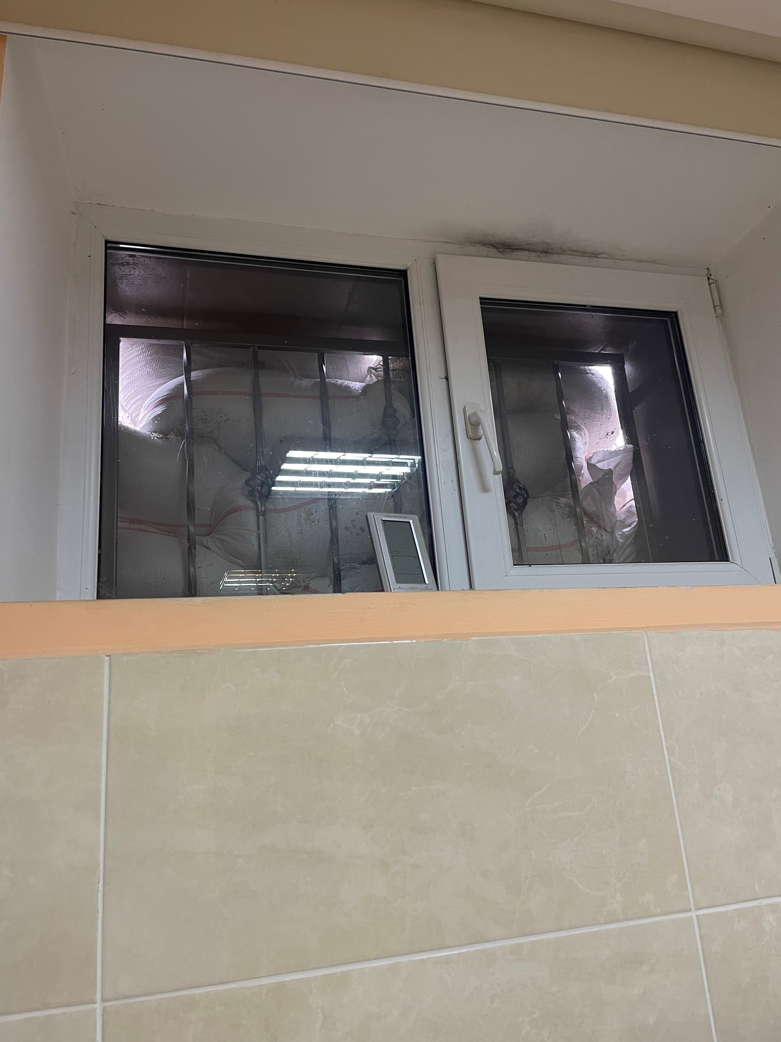 Sandbags behind windows in the hospital basement of the state hospital where Fishchuk works [Photo courtesy of Roman Fishchuk]