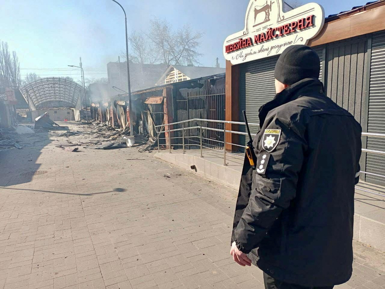 A view shows market buildings damaged by shelling, as Russia’s attack on Ukraine continues, in Chernihiv, Ukraine