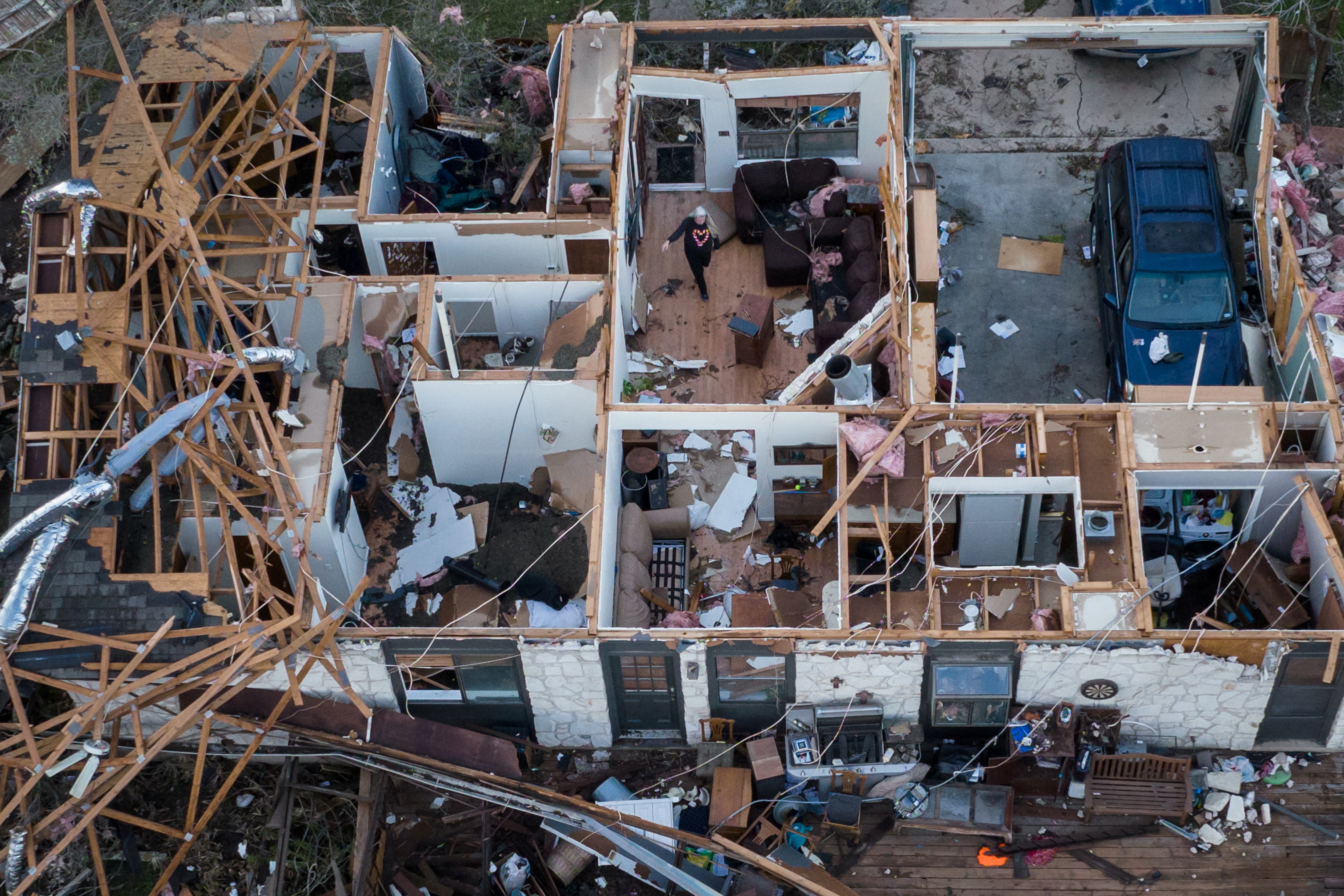 A tornado moved through Round Rock, Texas leaving destruction in its wake – the storm system was expected to move into Louisiana and Mississippi on Tuesday, officials said, carrying the risk of more dangerous tornadoes and powerful winds