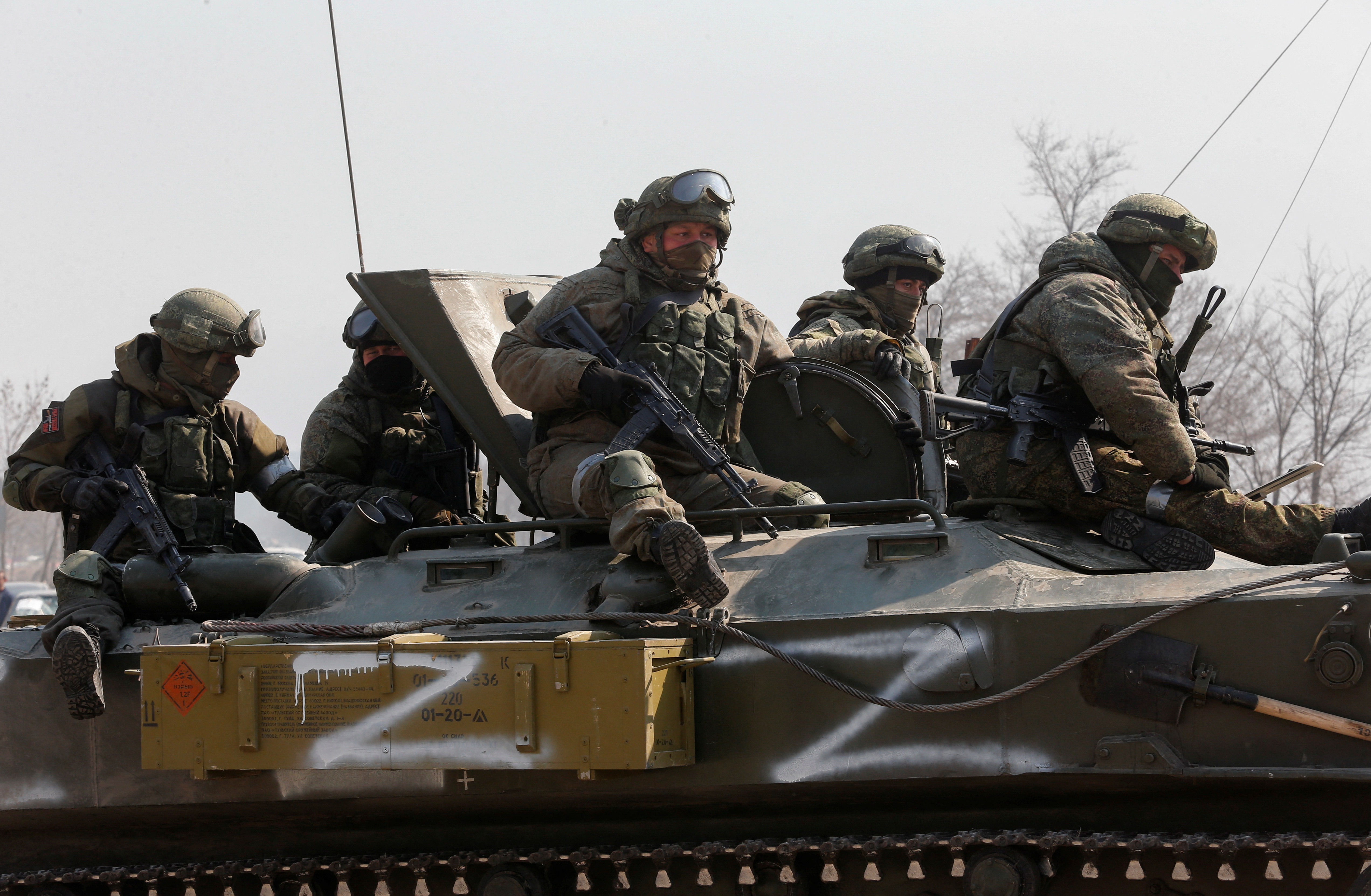Service members of pro-Russian troops