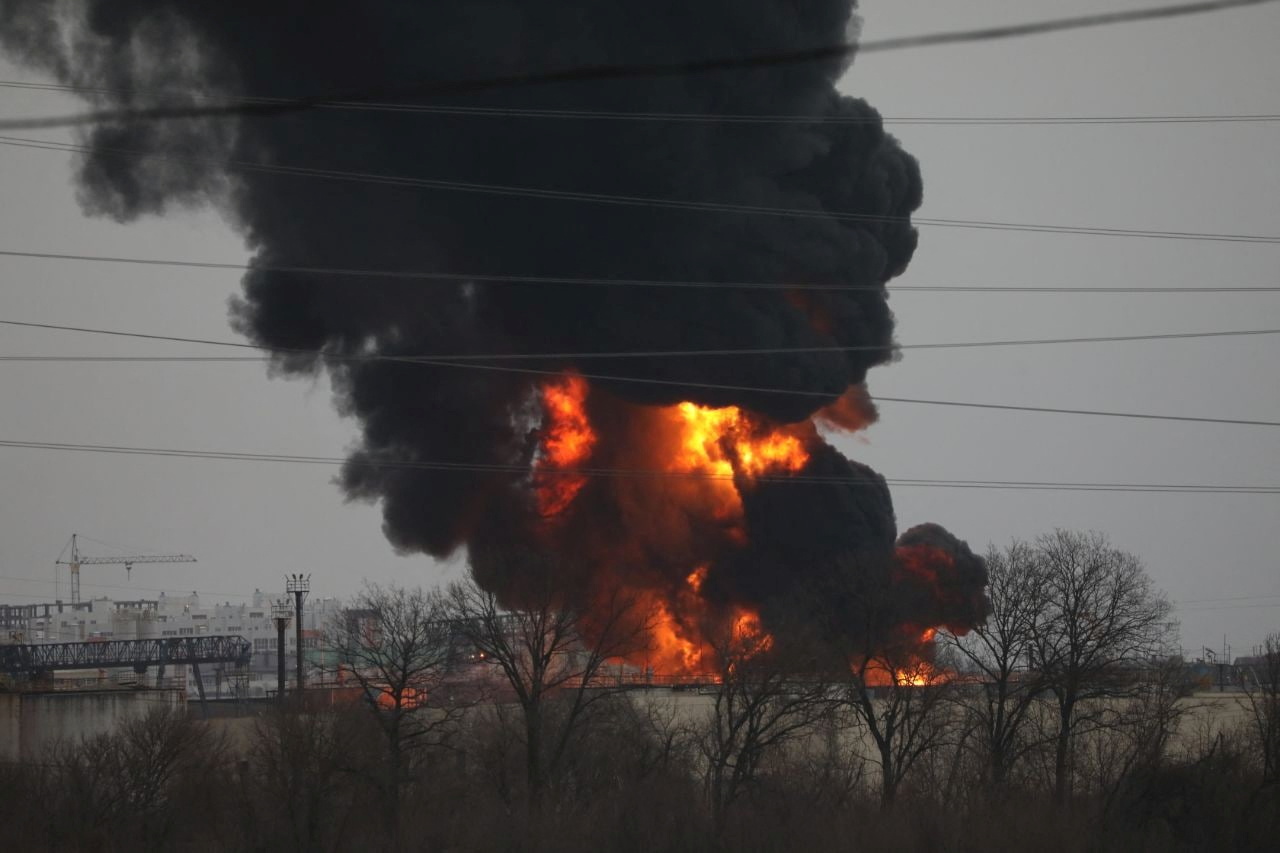 Russia has alleged that two Ukrainian military helicopters fired rockets at a fuel depot in Belgorod early on Friday morning