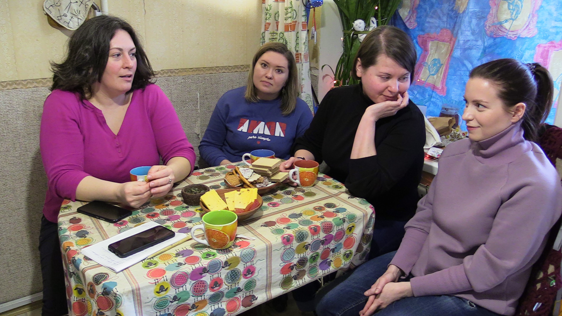 Four of the members of Dyvyna, left to right, Yulia Kulinenko, Serafima Sokolvak, Hanna Zubkova, Svitlana Medviedeva