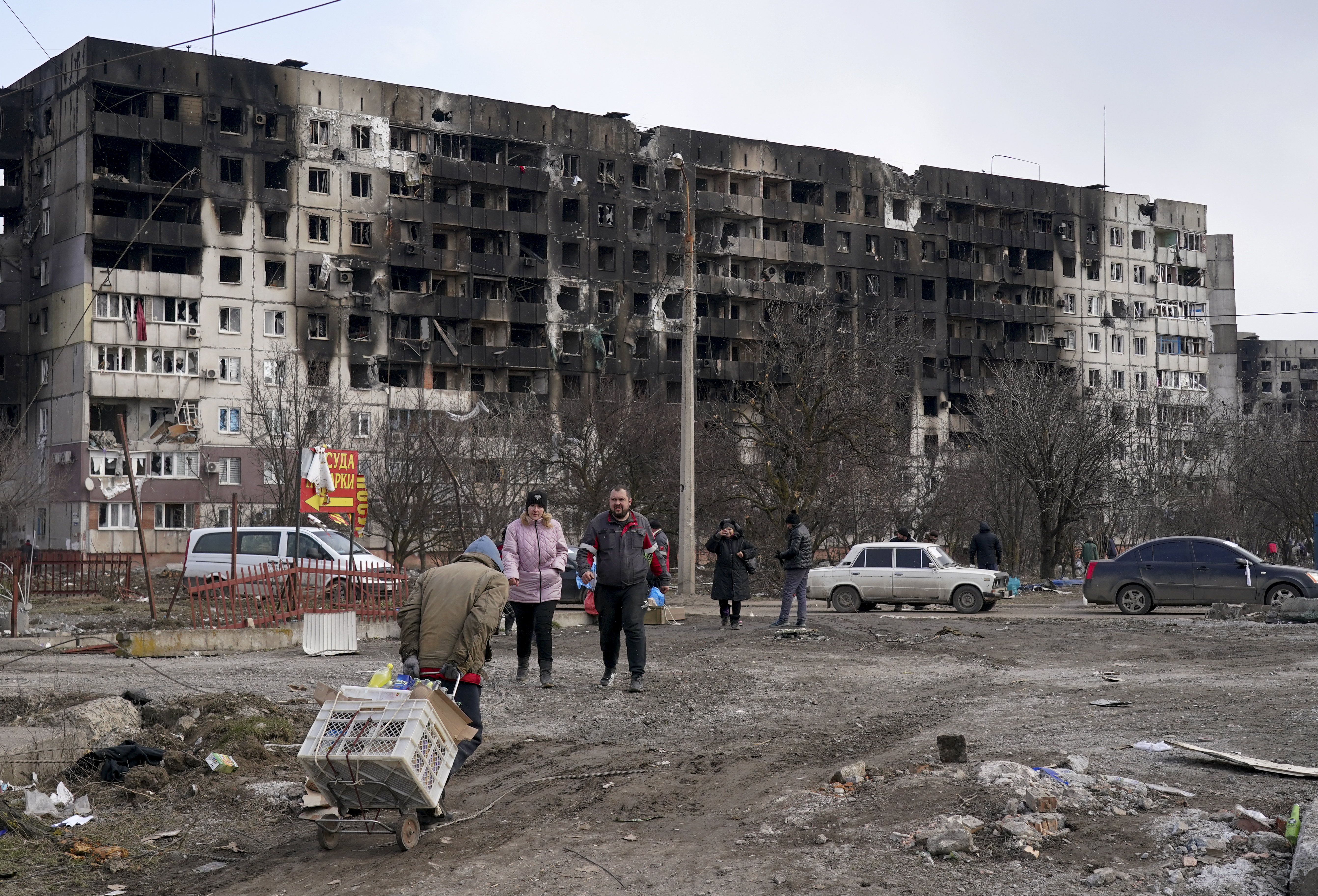 Civilians trapped in Mariupol city are evacuated in groups under the control of pro-Russian separatists, through other cities, in Mariupol, Ukraine