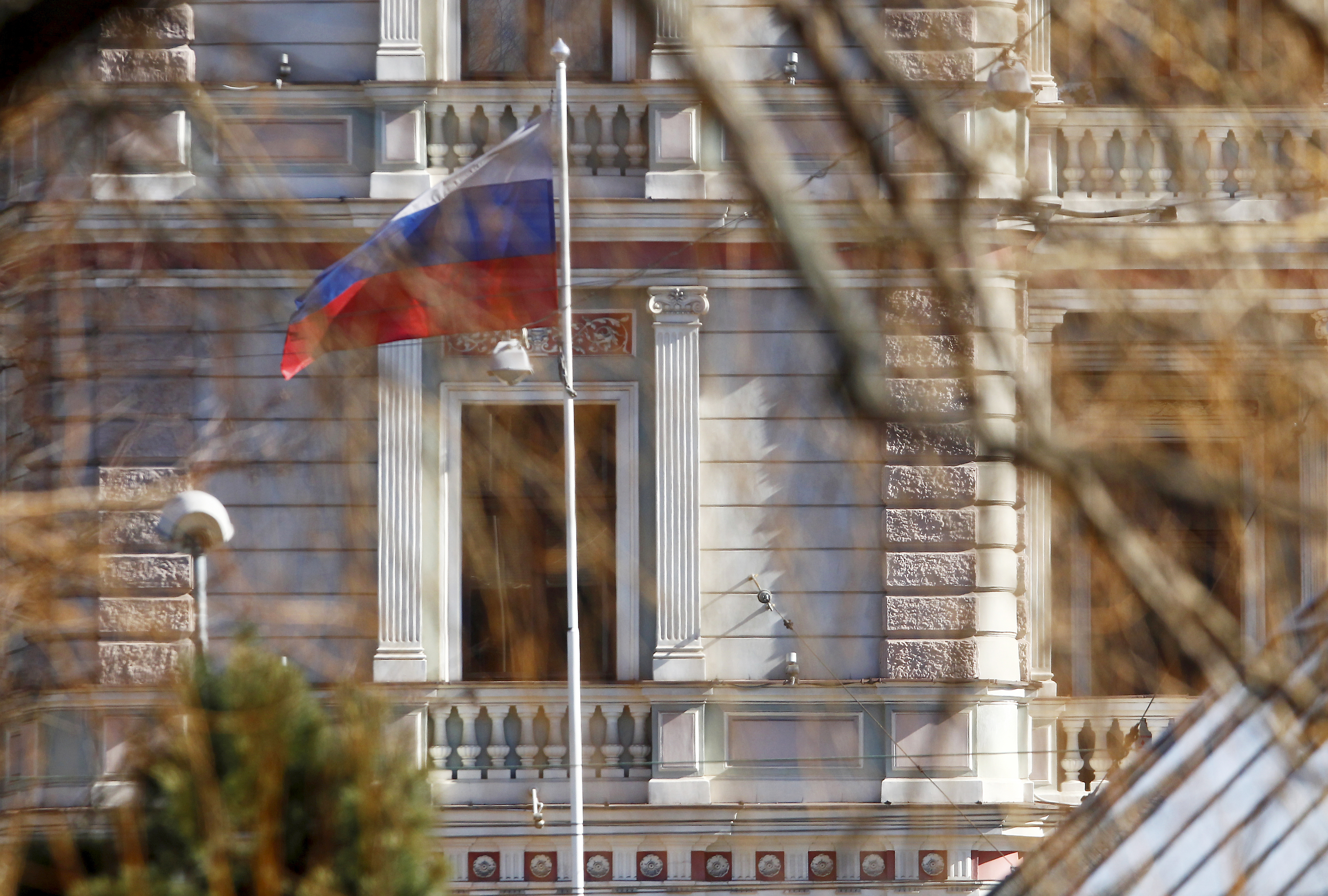 Exterior view on the Russian Embassy in Riga