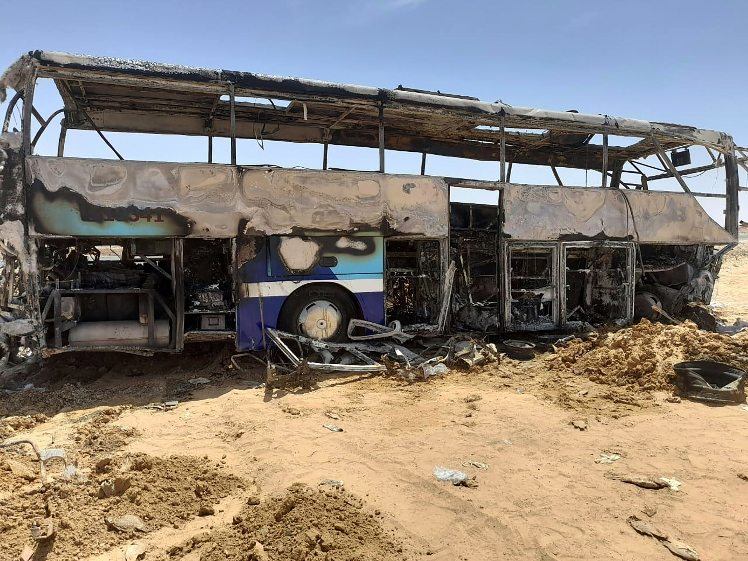 A picture shows the scene of a bus accident which occurred in early hours of April 13, 2022