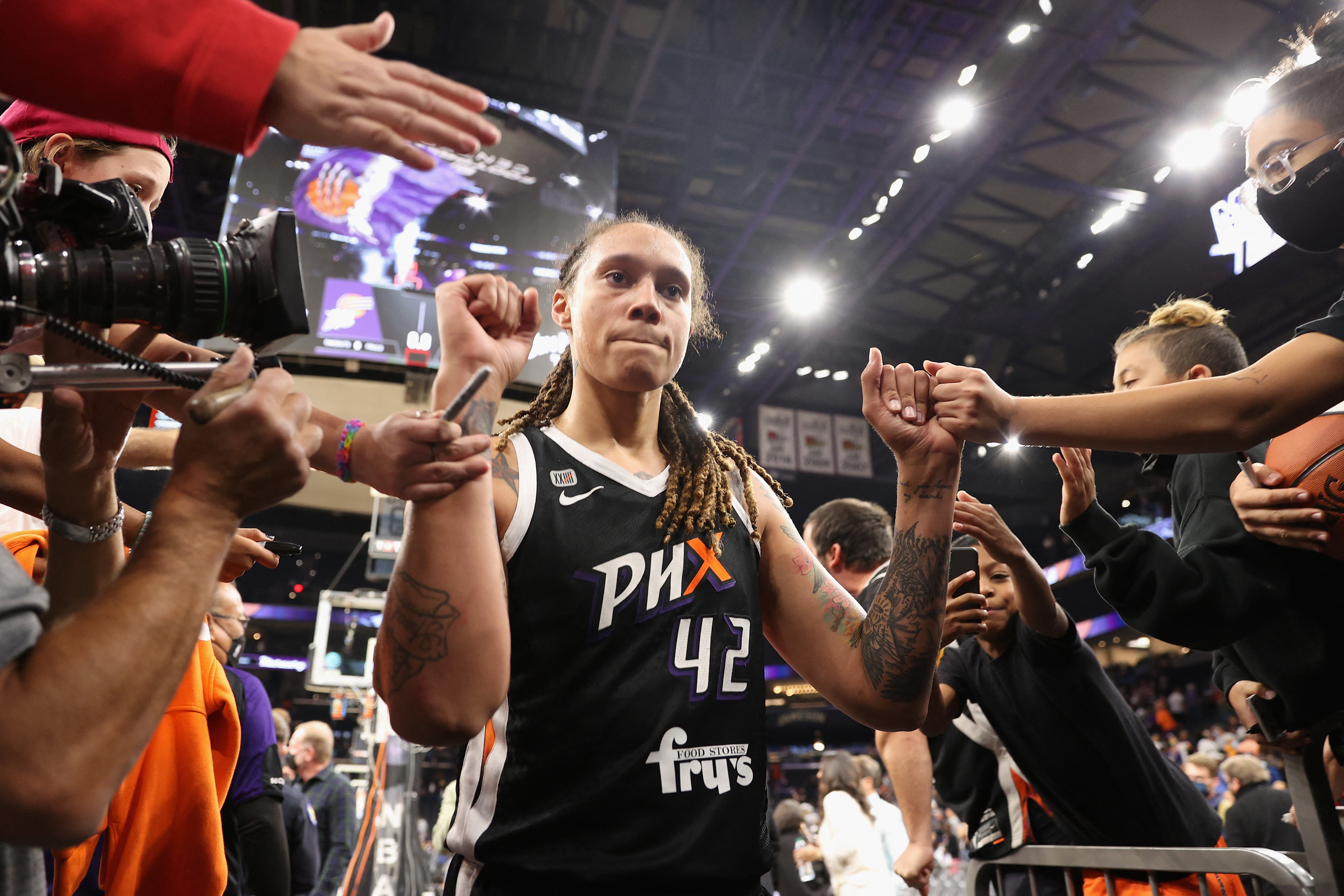 Brittney Griner greeted by fans.