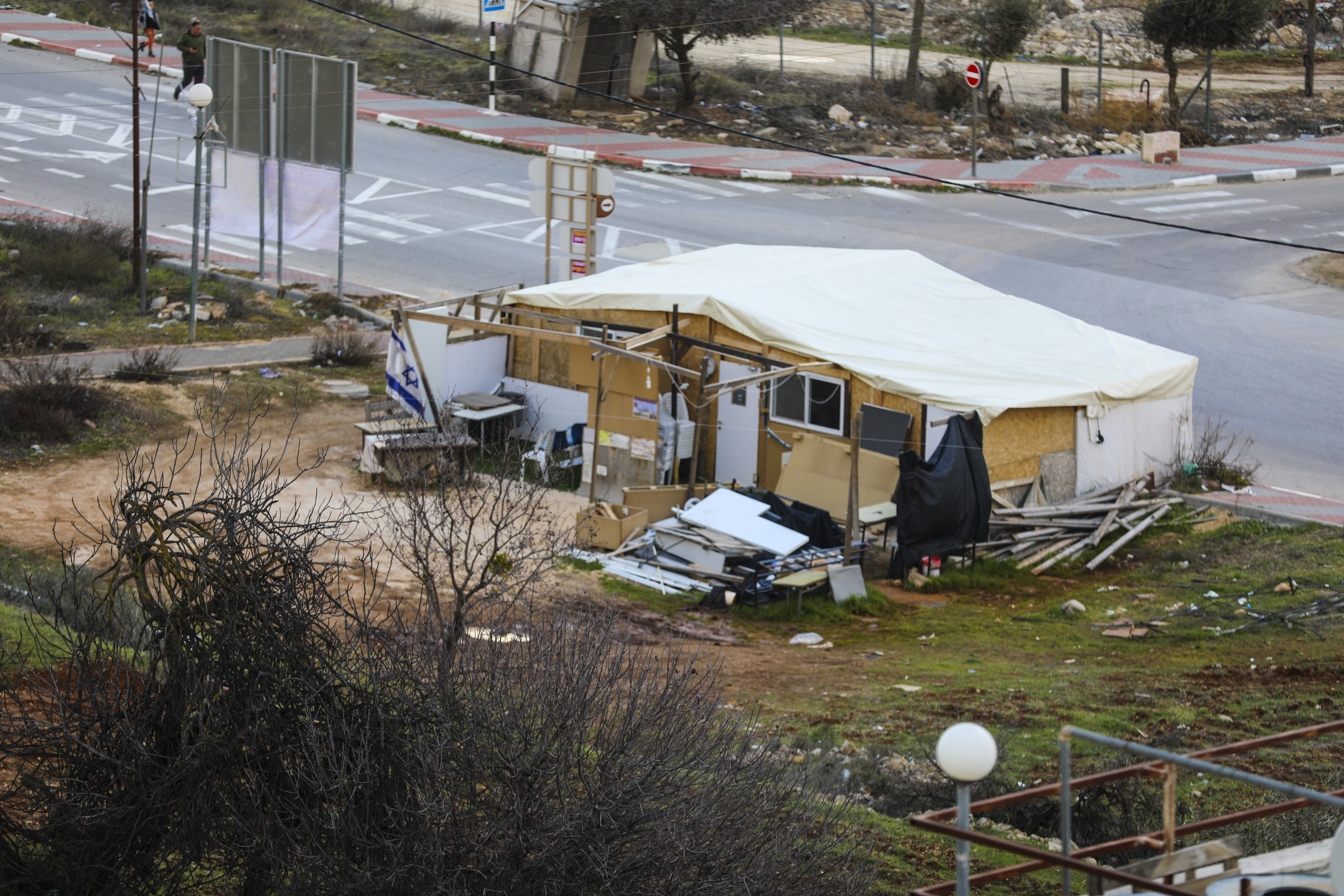 The synagogue tent on Abdulkareem Jaabari’s land