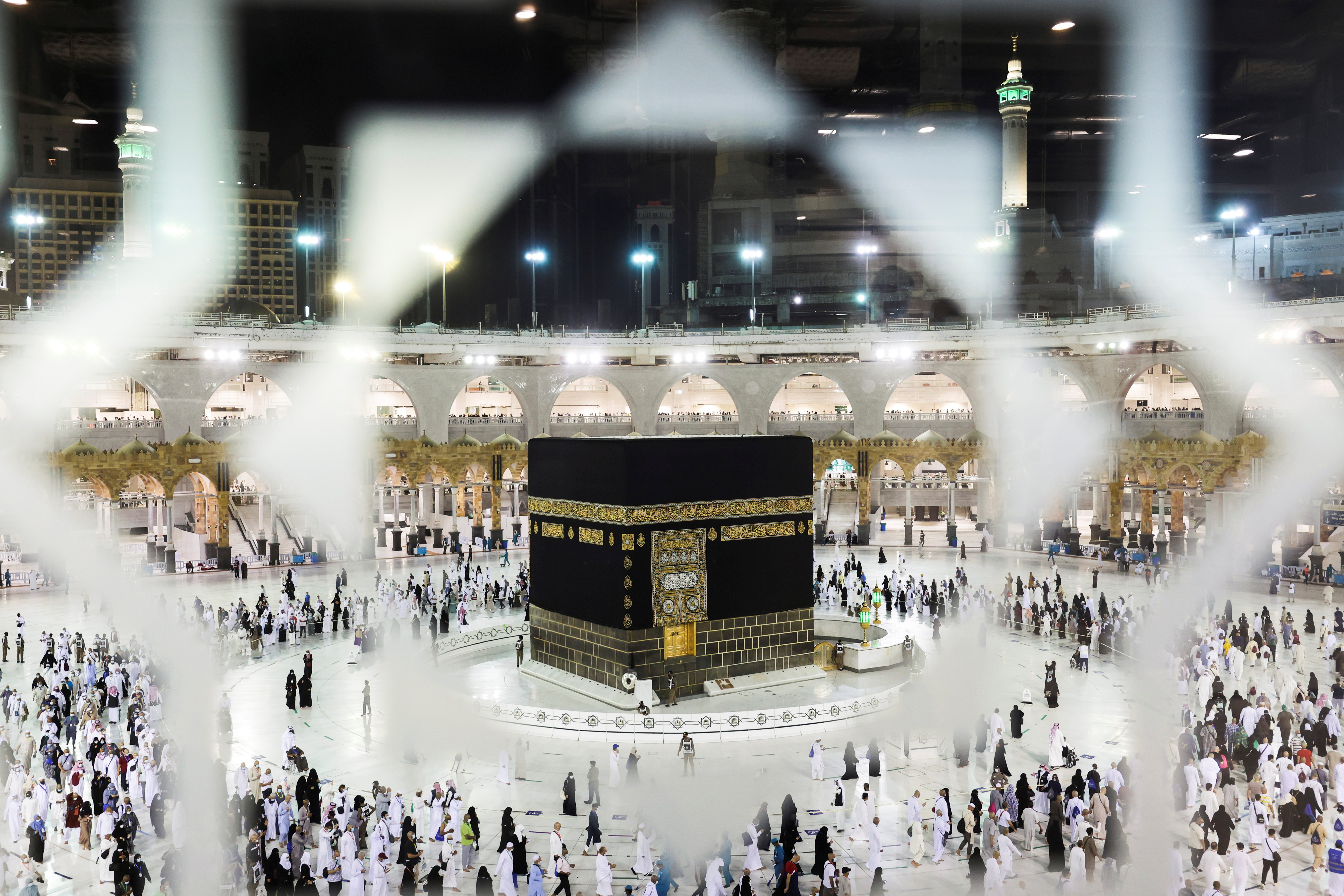 Muslim pilgrims, keeping social distance and wearing face masks during the Hajj last year.