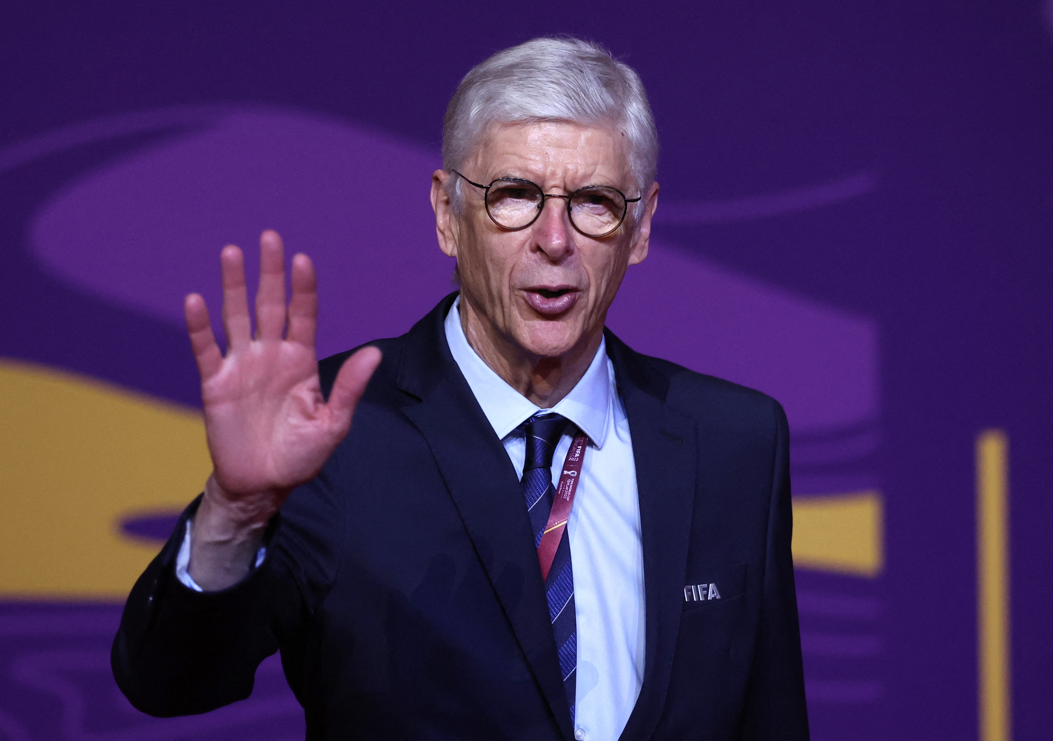 FIFA Chief of Global Football Development, Arsene Wenger arrives ahead of the draw