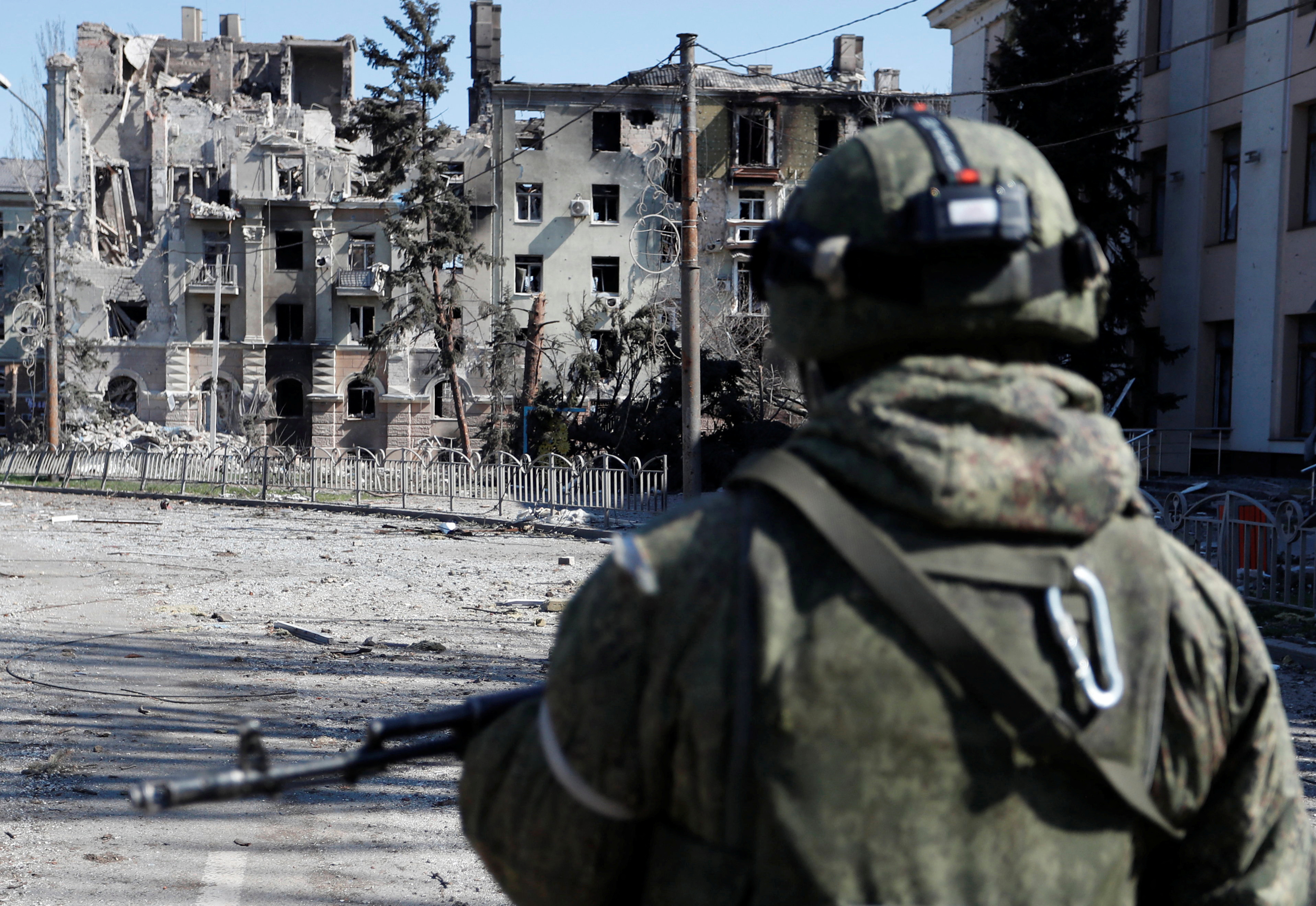 A service member of pro-Russian troops