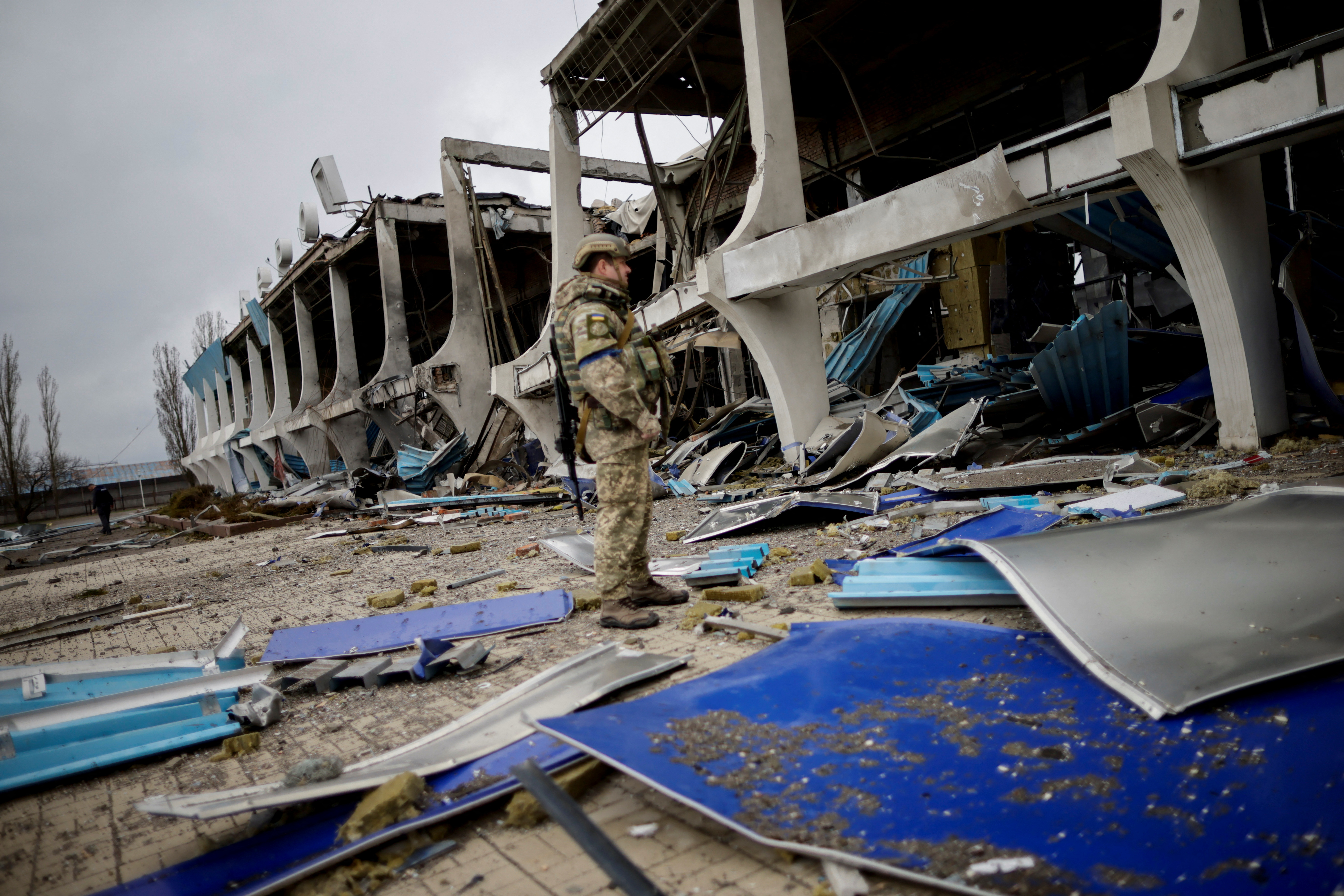 A view of the Ukrainian Mykolaiv international airport destroyed following shelling, amid Russia’s invasion of Ukraine, in Mykolaiv, Ukraine