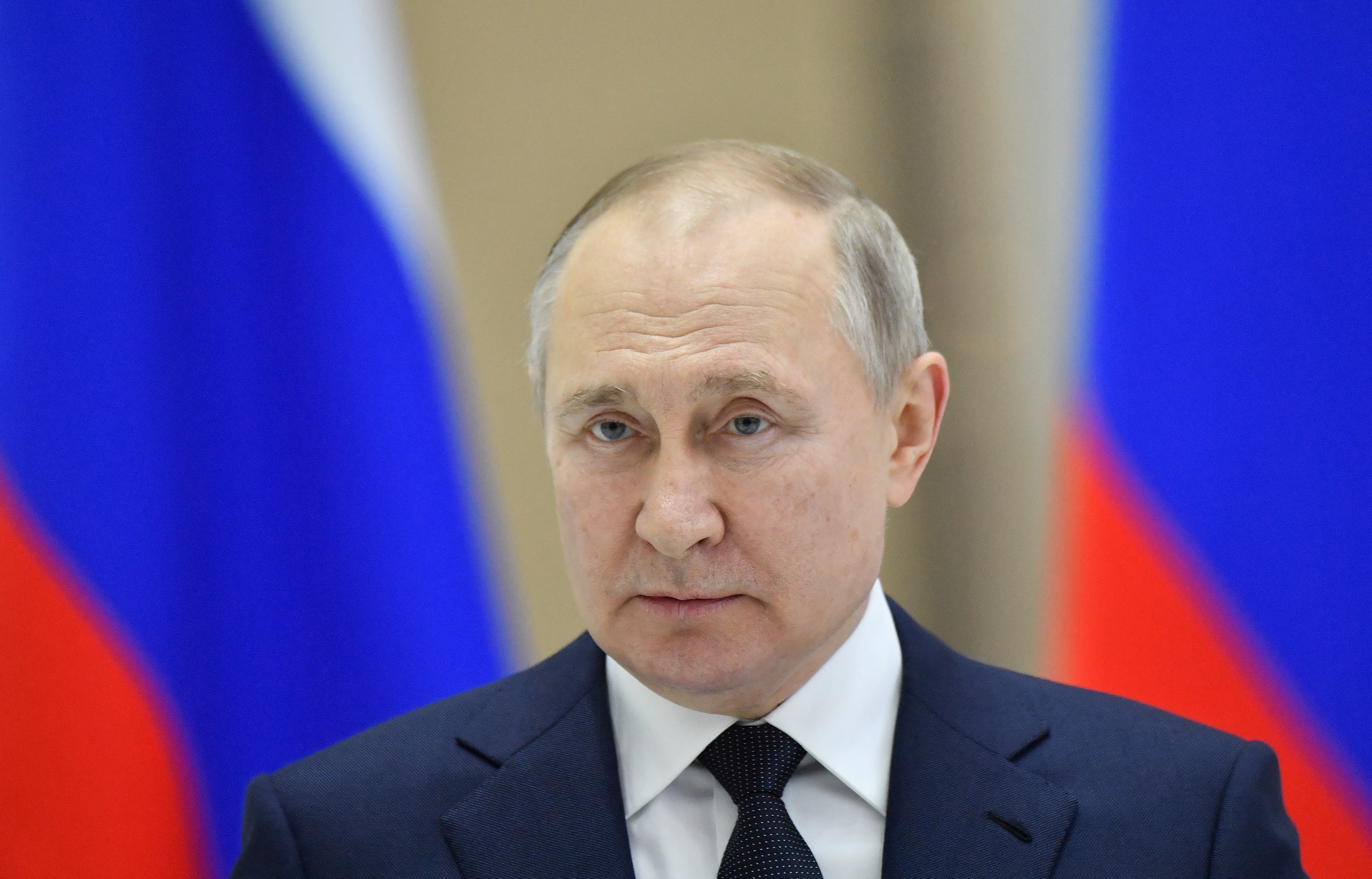 Vladimir Putin gives a speech