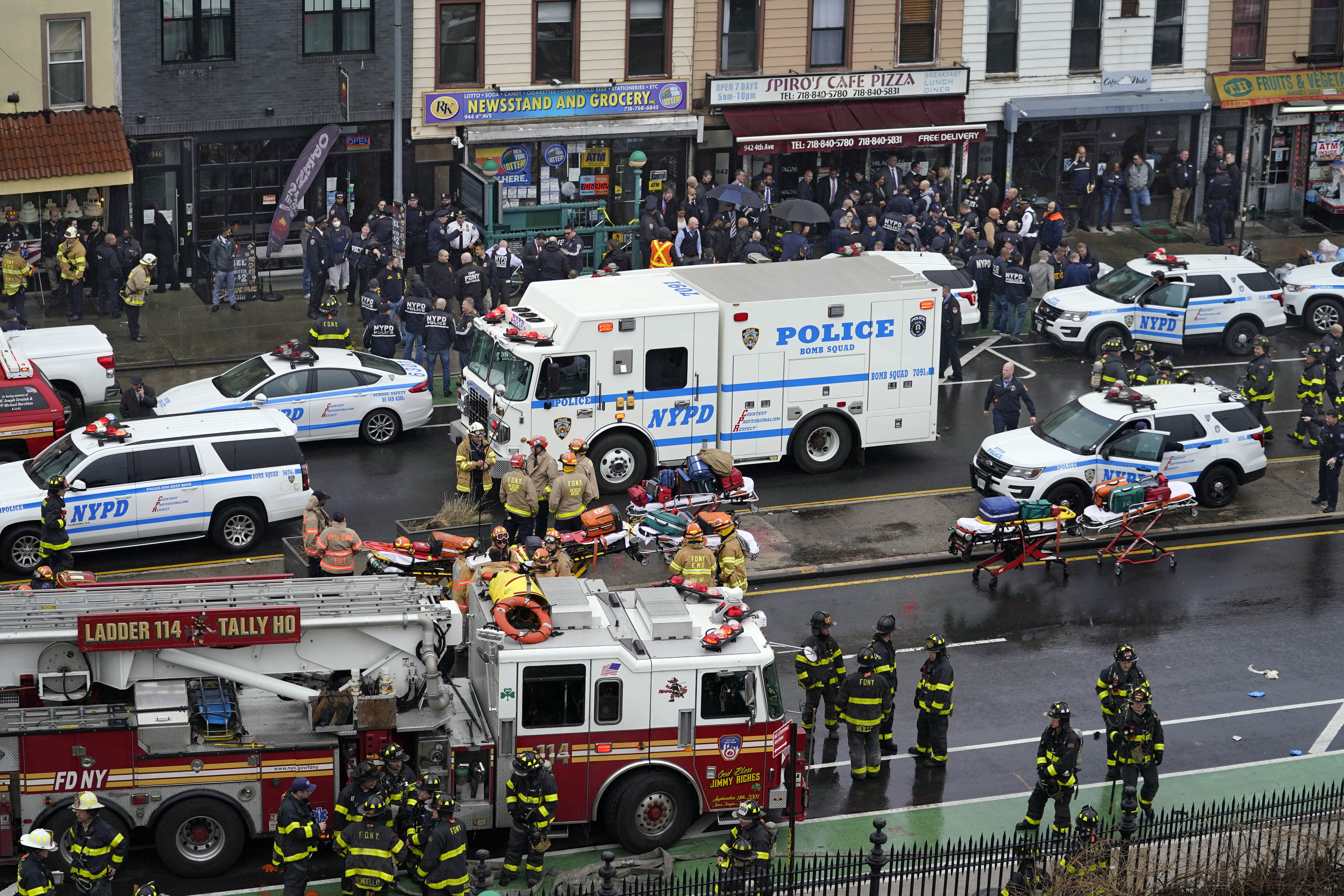 Multiple people were shot and injured Tuesday at a subway station in New York City during a morning rush hour attack that left wounded commuters bleeding on a train platform