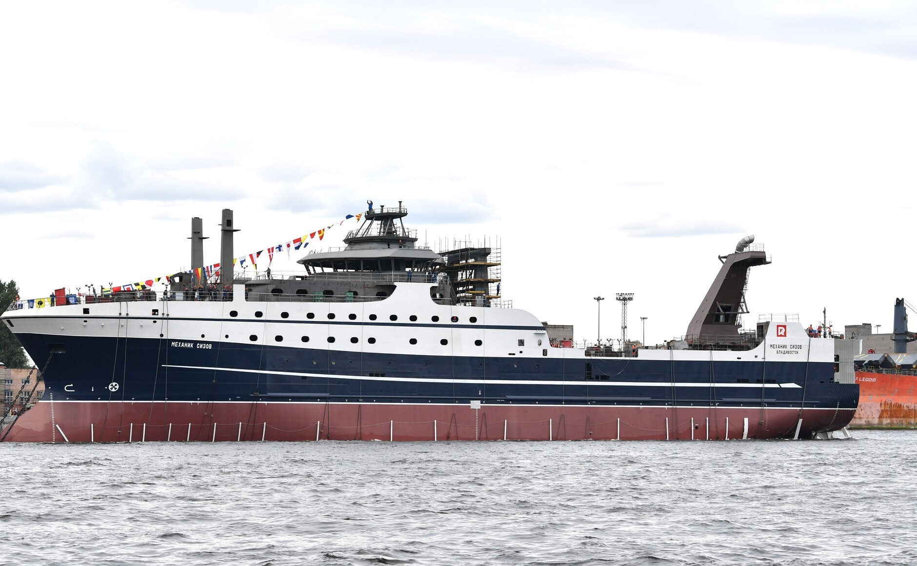 The Mekanik Sizov, a super trawler belonging to a company partly owned by sanctioned Russian businessman Gleb Frank [The Kremlin via AP]