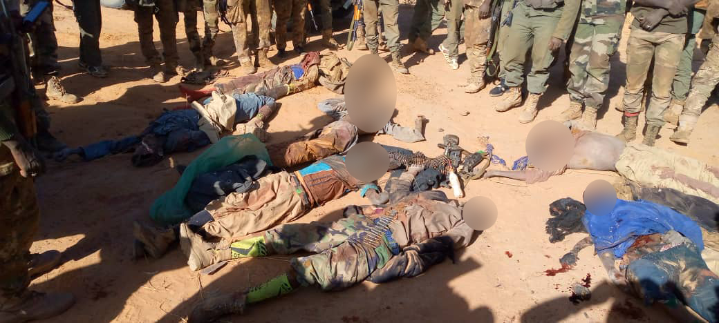 The bodies of men killed in a recent operation by the Malian military and suspected operatives of the Russian private military contractor group Wagner, in the central Malian town of Moura [Al Jazeera]