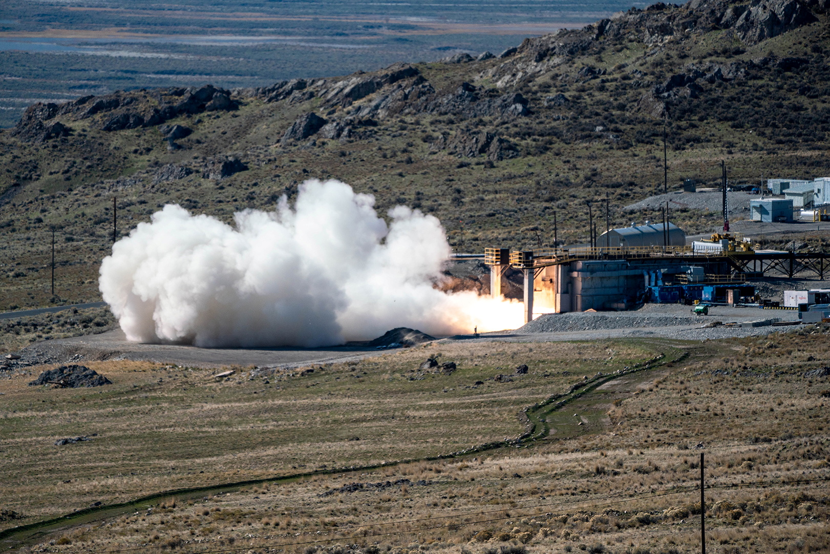 Static fire test of the first stage of the newly developed 34.5 inch common hypersonic missile.