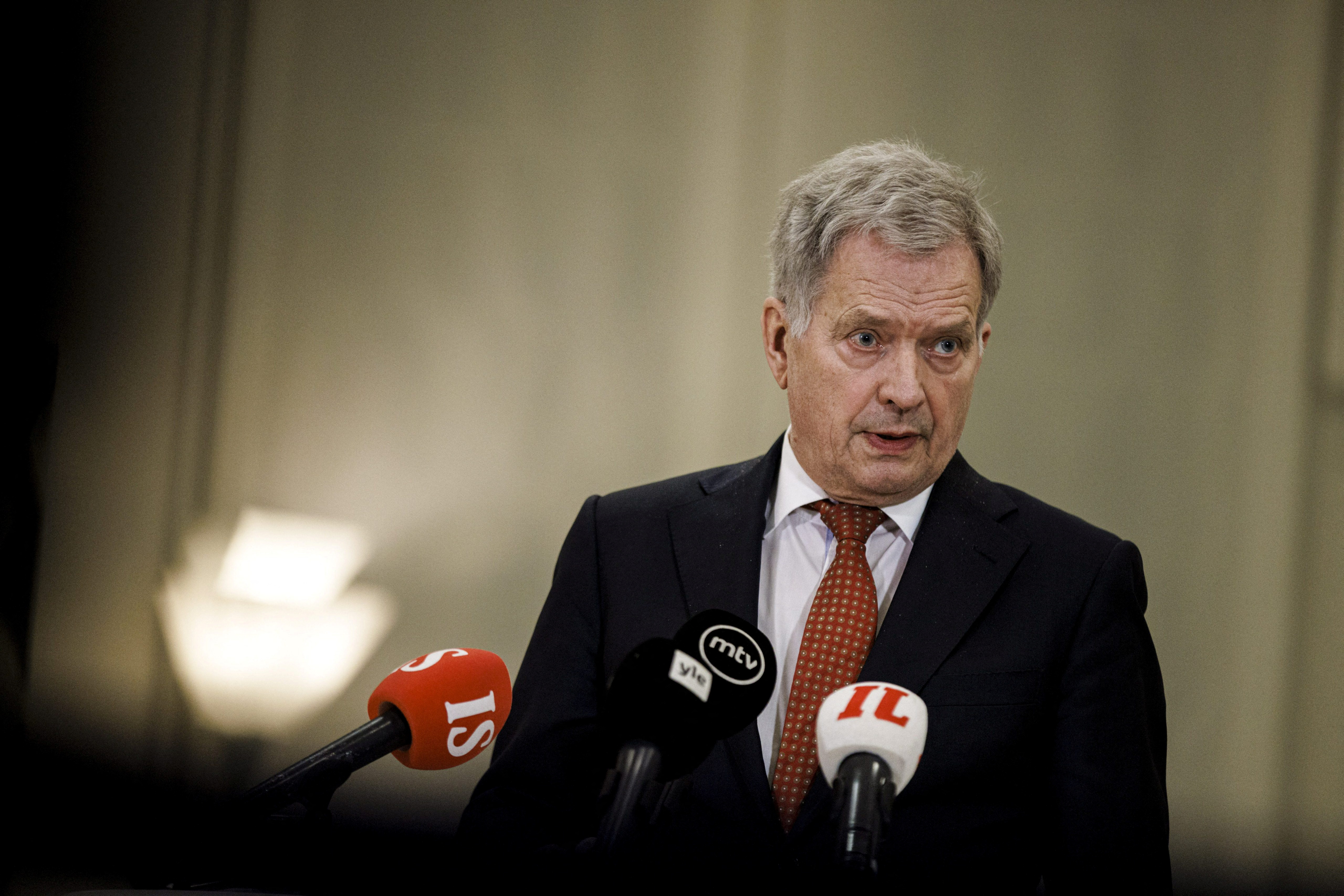 Finland's President Sauli Niinisto speaks during a news conference