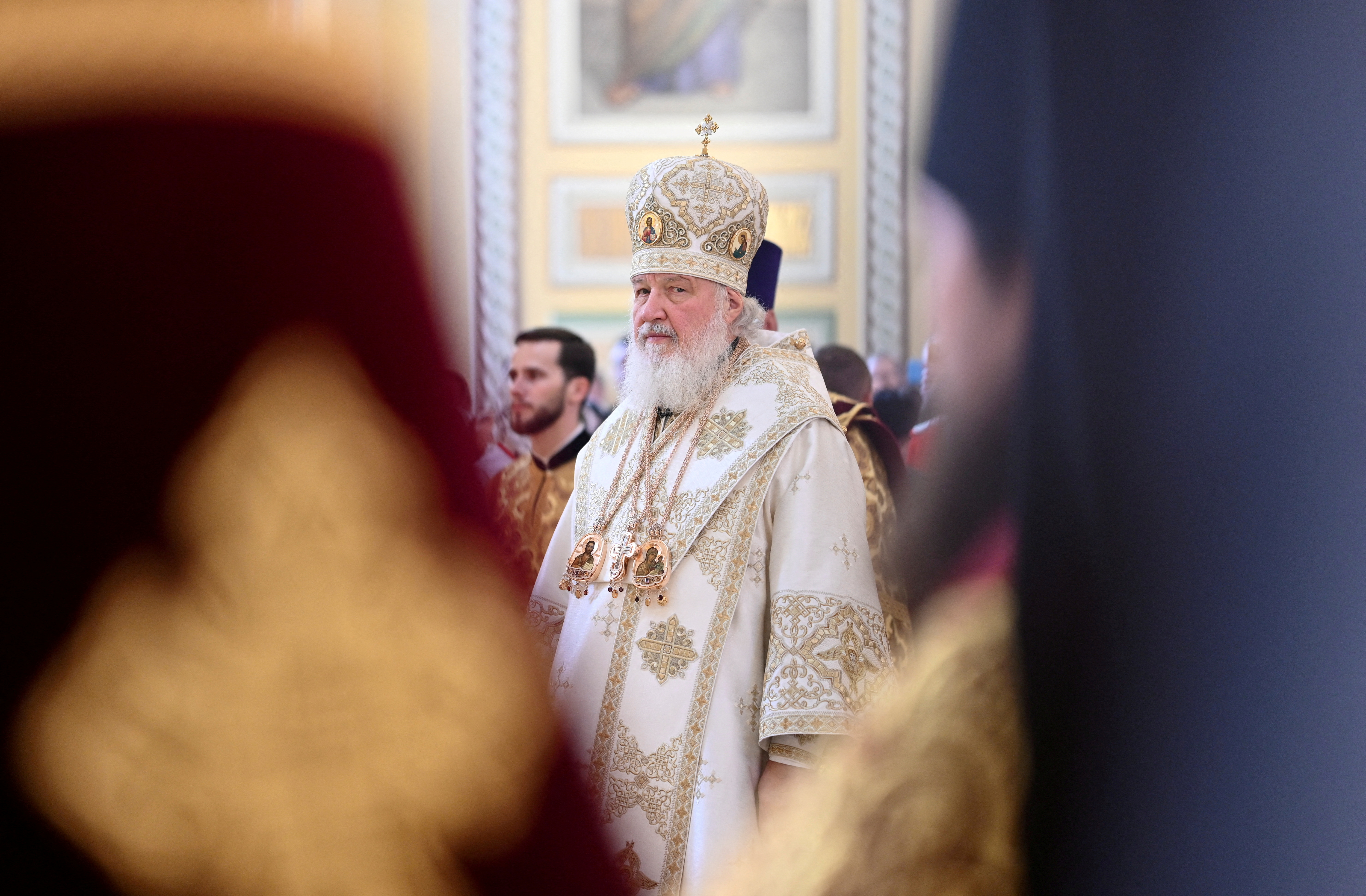 Patriarch Kirill of Moscow and All Russia conducts a service to consecrate the renovated Cathedral of the Nativity of the Blessed Mother of God in Rostov-on-Don, Russia, October 27, 2019