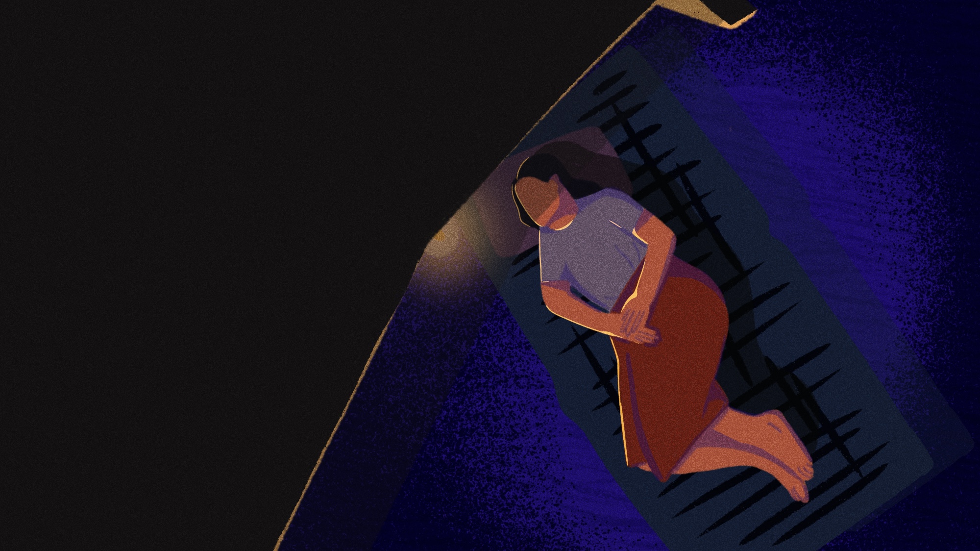 Illustration of a woman laying down to rest because of period pains
