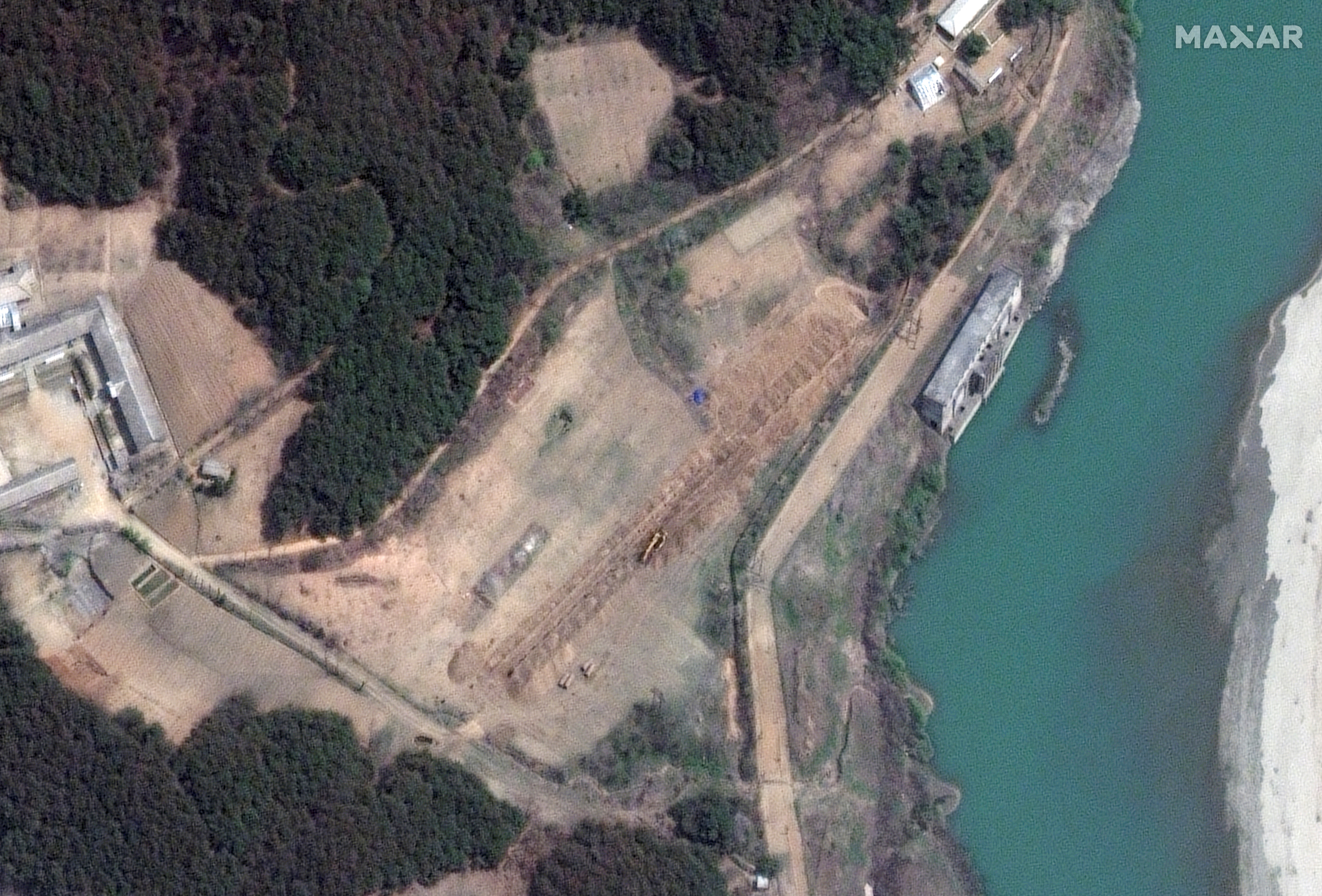 A satellite image from April shows new excavation activity at the Yongbyon nuclear complex in North Korea. The IAEA says work to expand the facility is underway