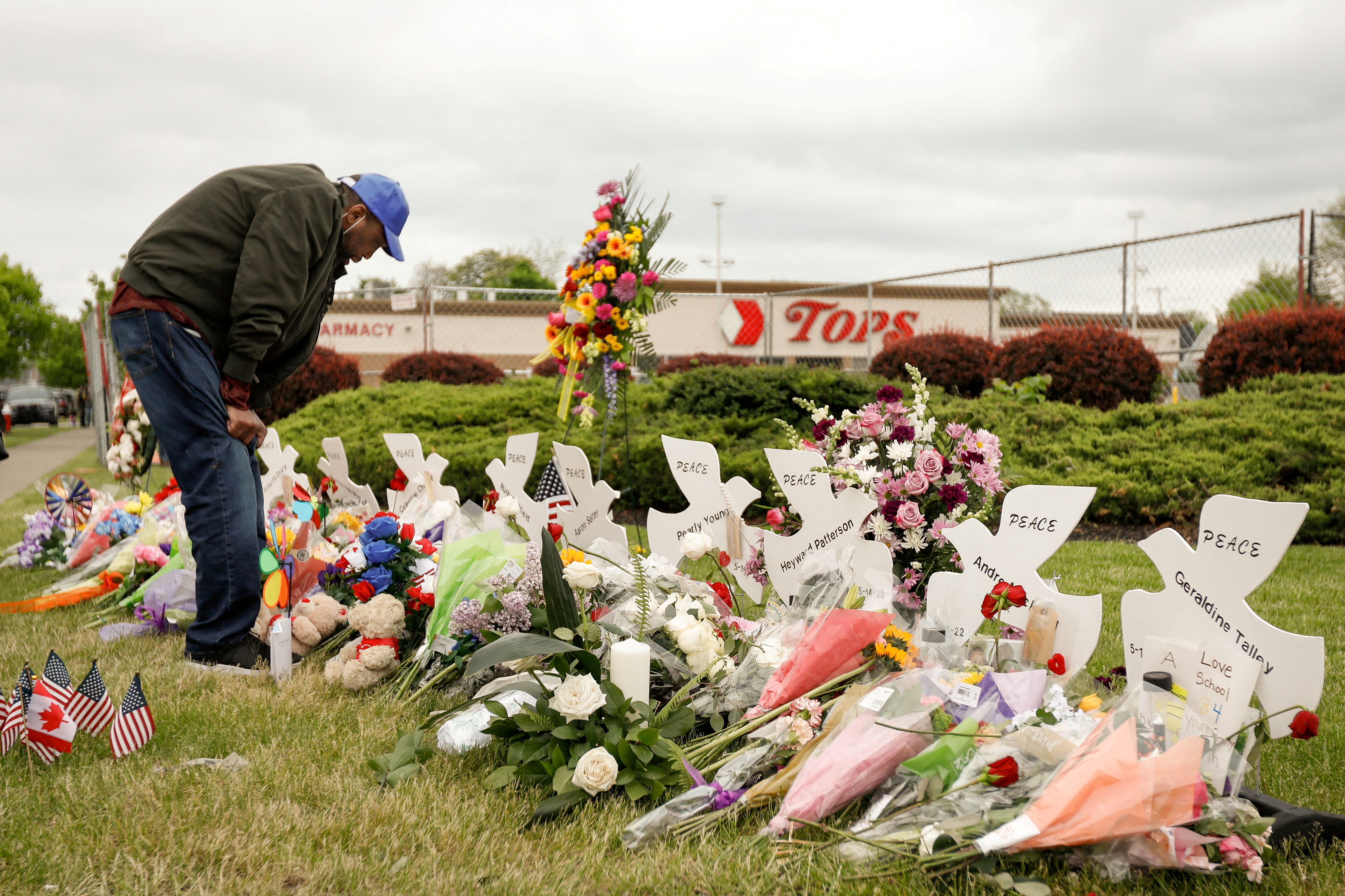 makeshift memorial for victims