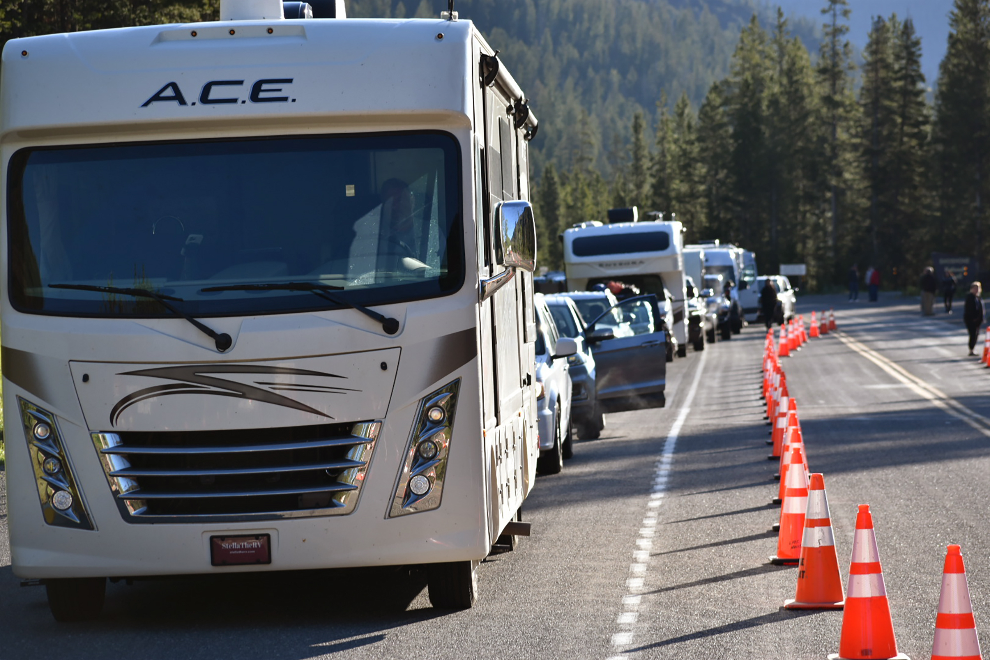 Long line of cars