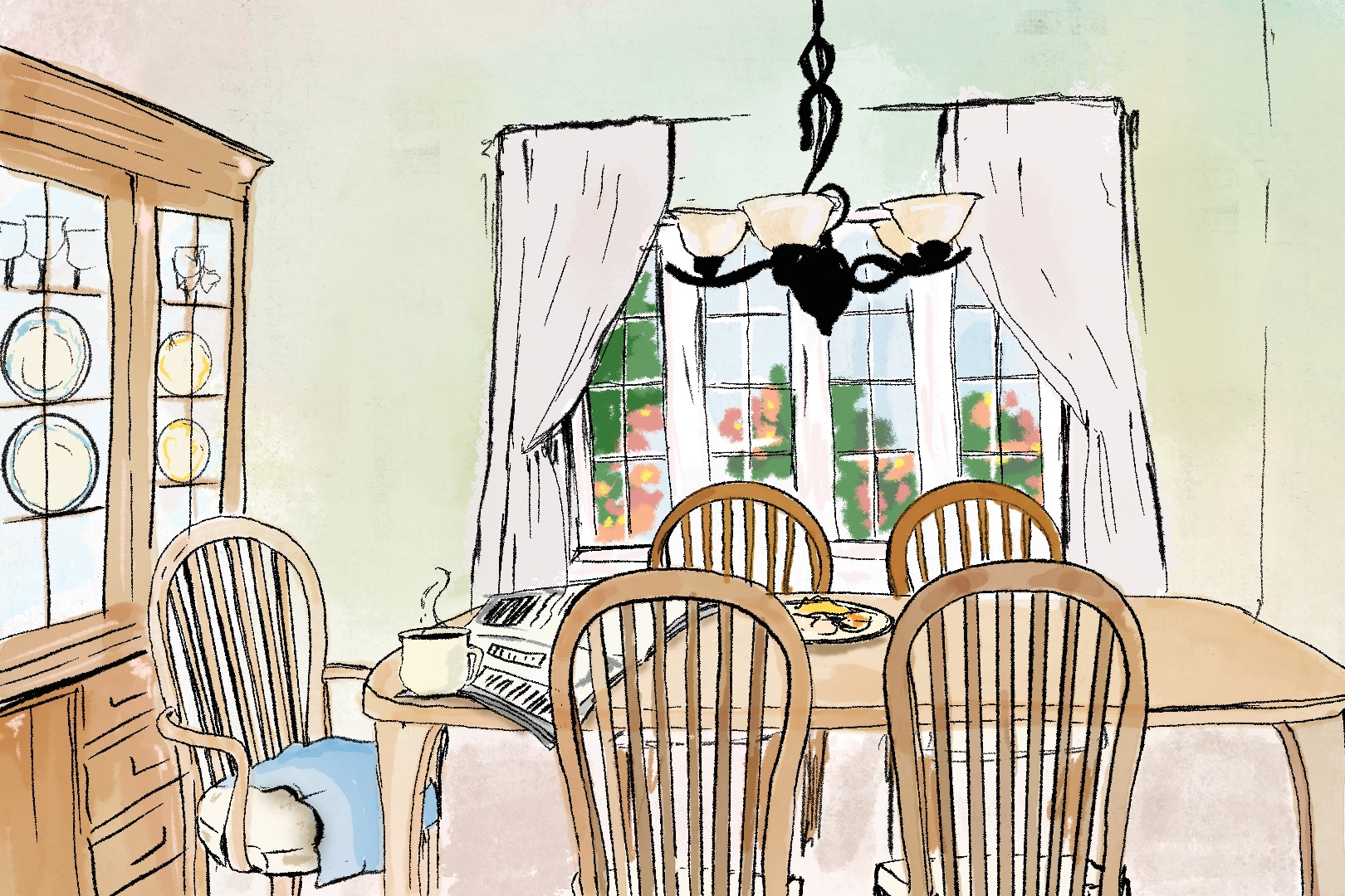 Drawing of a dining room