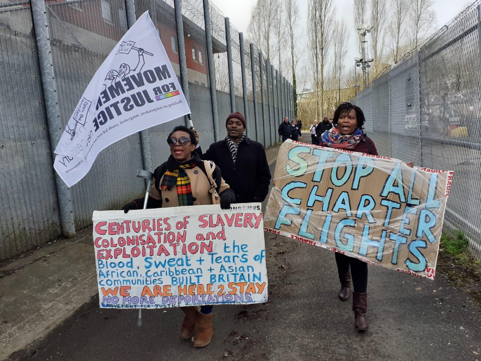 Protests near the centre where refugees are detained before they will be sent to Rwanda