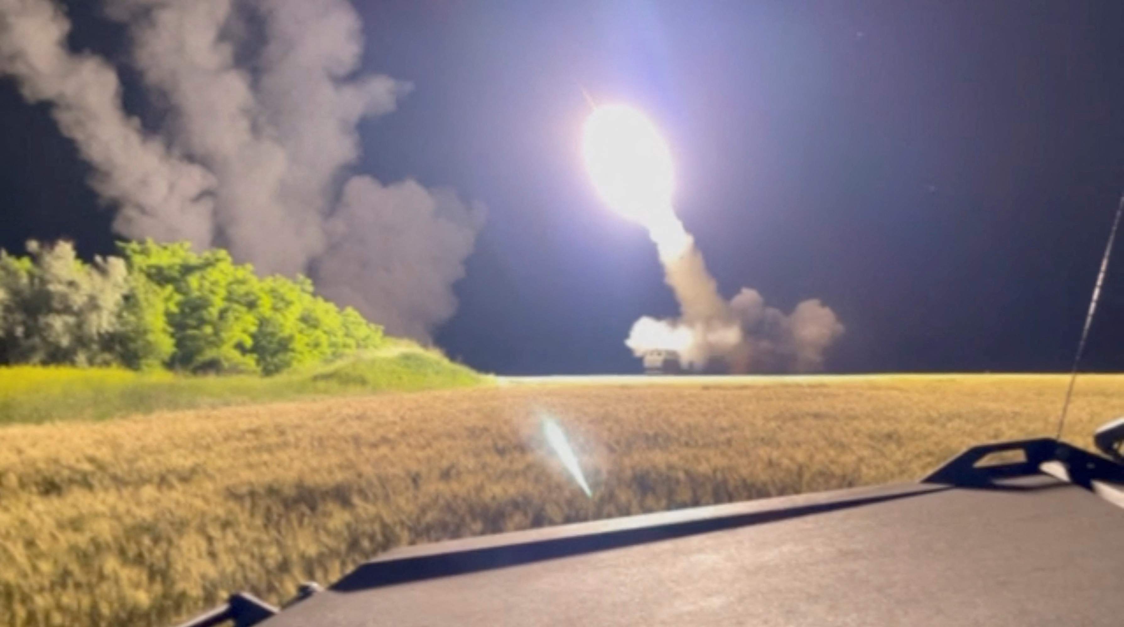 A M142 High Mobility Artillery Rocket System being fired in Ukraine.