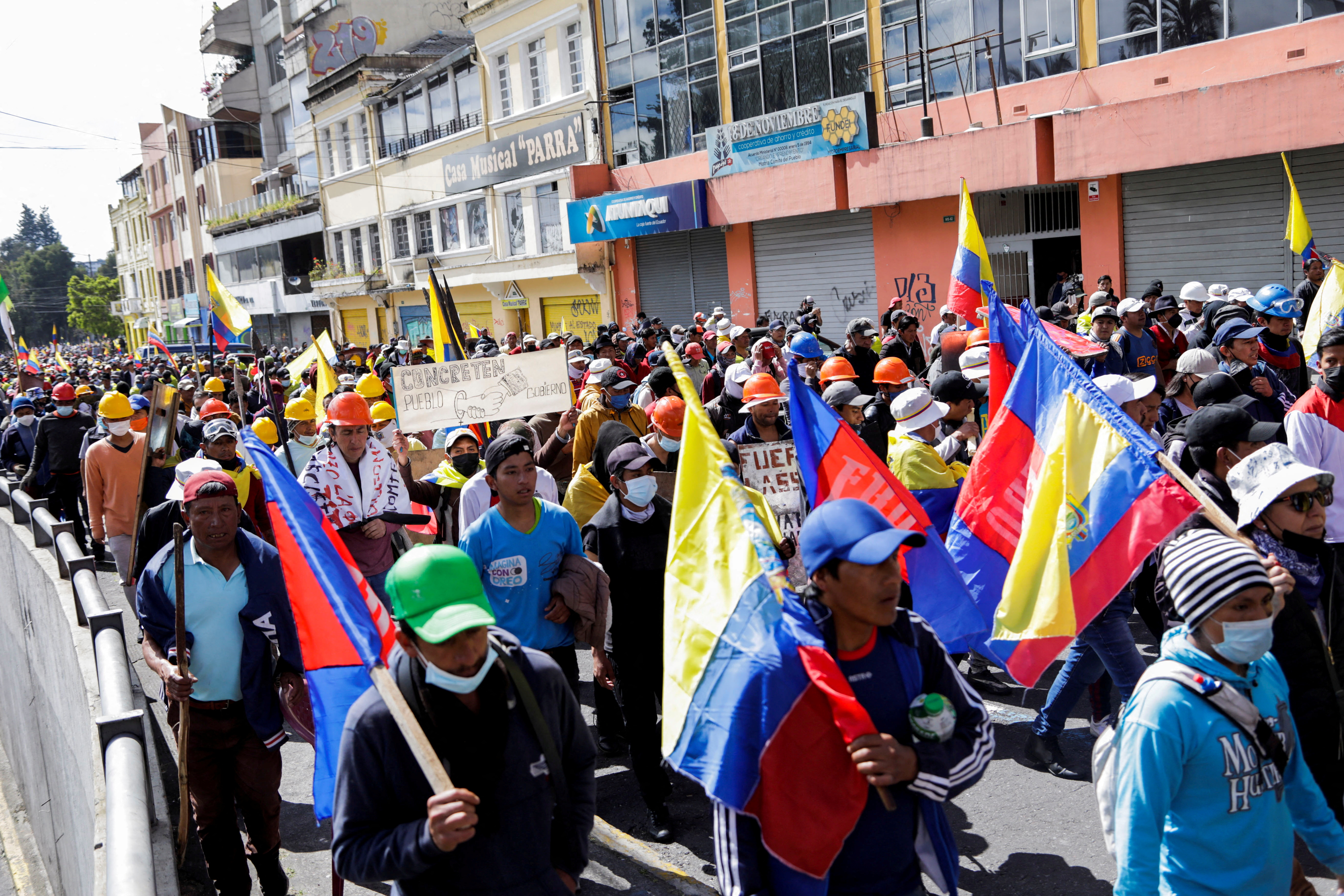 Indigenous groups, feminists and students marched as they protested against Ecuador’s President Guillermo Lasso’s government in Quito, Ecuador