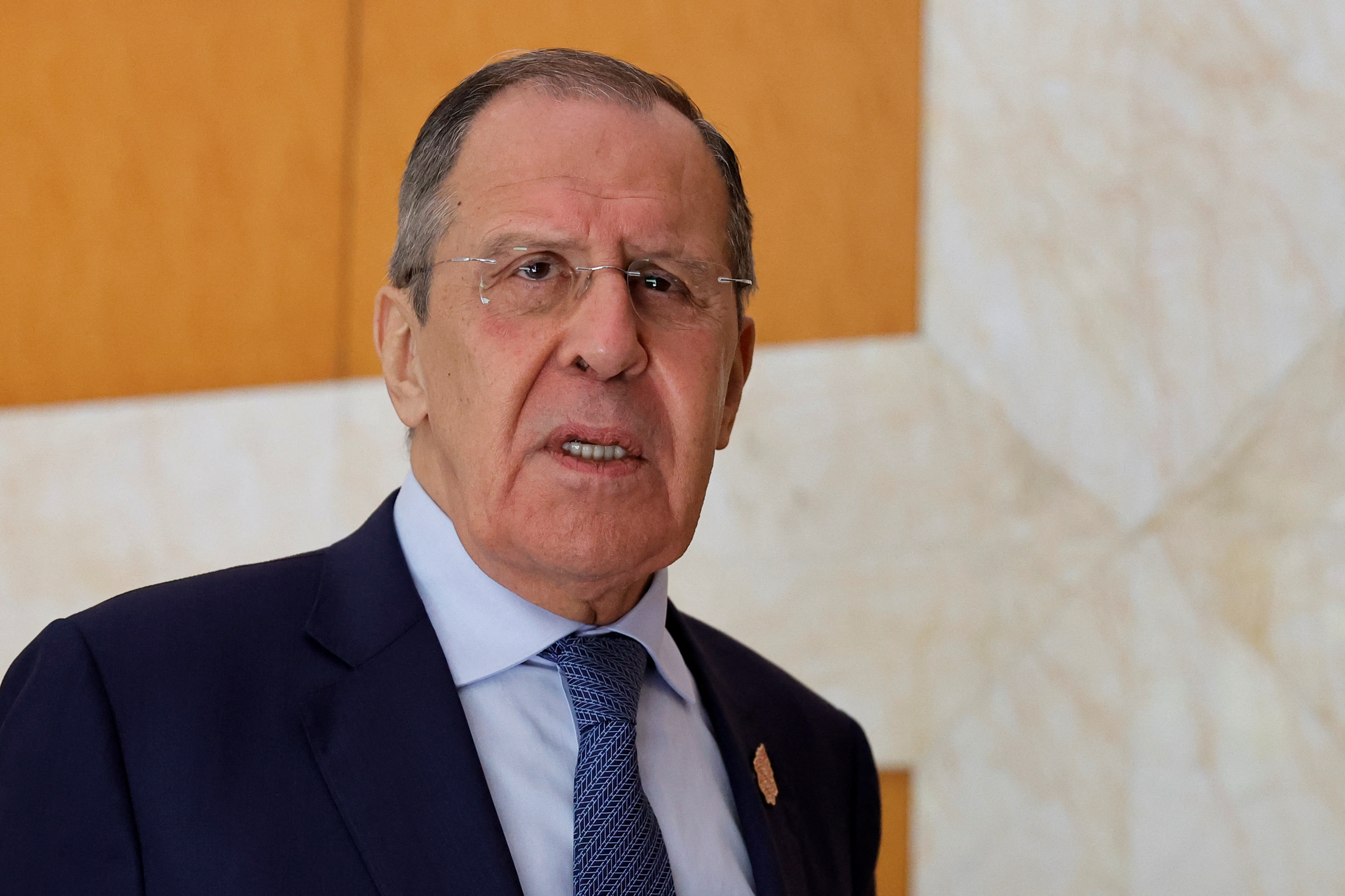 Russian Foreign Minister Sergei Lavrov walks after a bilateral meeting at the G20 Foreign Ministers' Meeting in Nusa Dua, Bali, Indonesia, July 8, 2022.