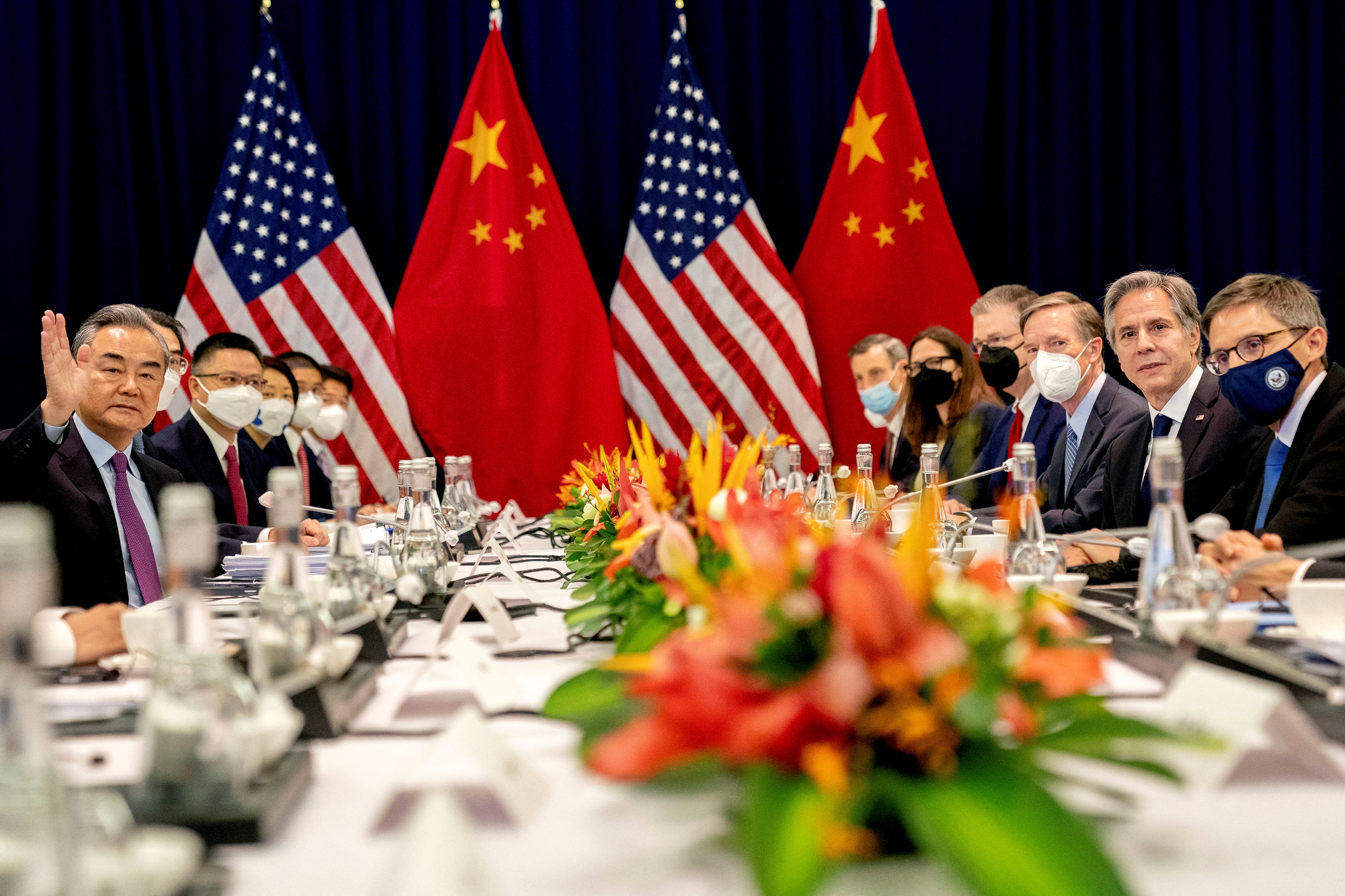US Secretary of State Antony Blinken and Chinese Foreign Minister Wang Yi attend a meeting in Nusa Dua, Bali, Indonesia