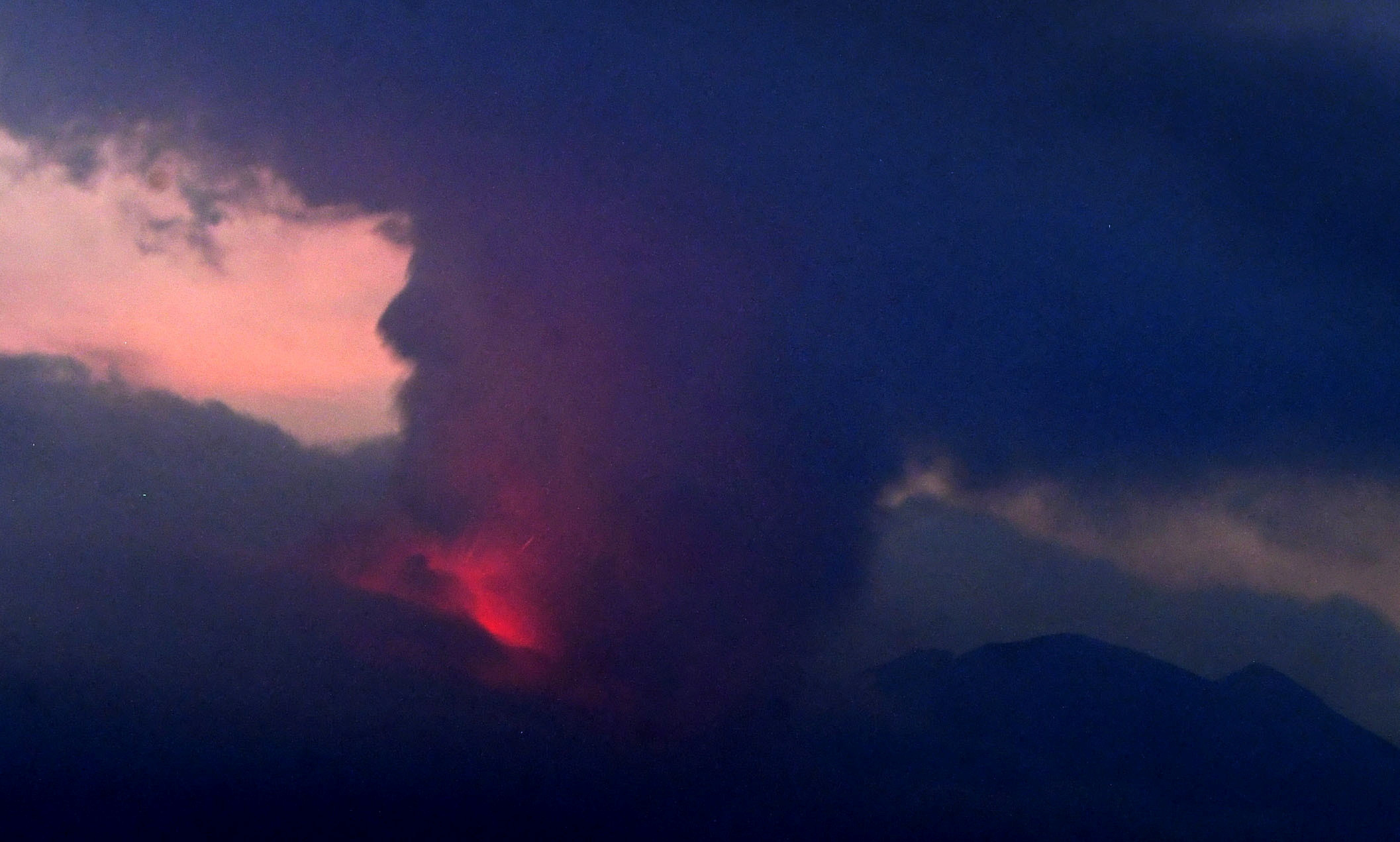 A remote camera image show shows an eruption of Sakurajima in Tarumizu, Kumamoto prefecture, western Japan