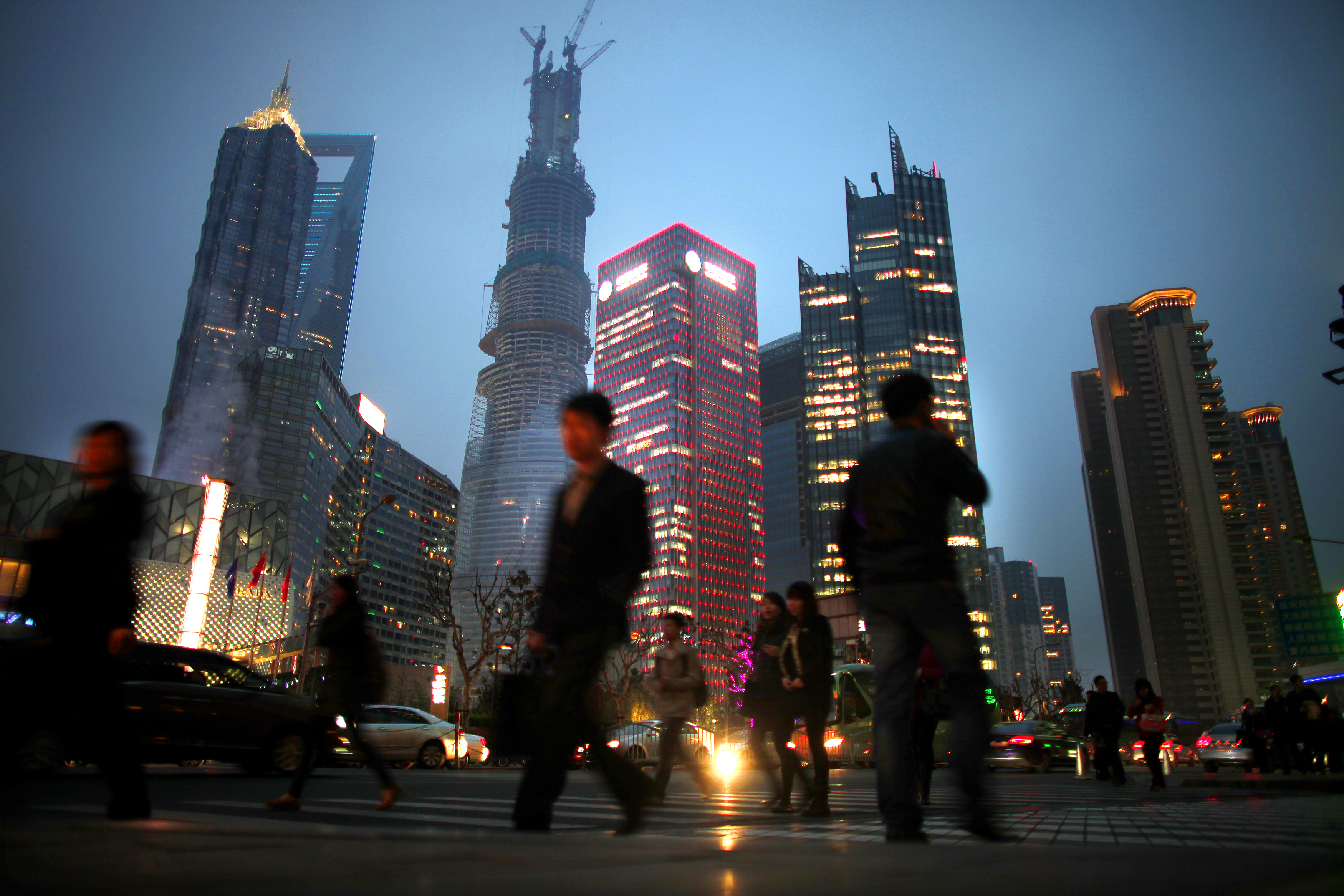 Shanghai skyline at night.