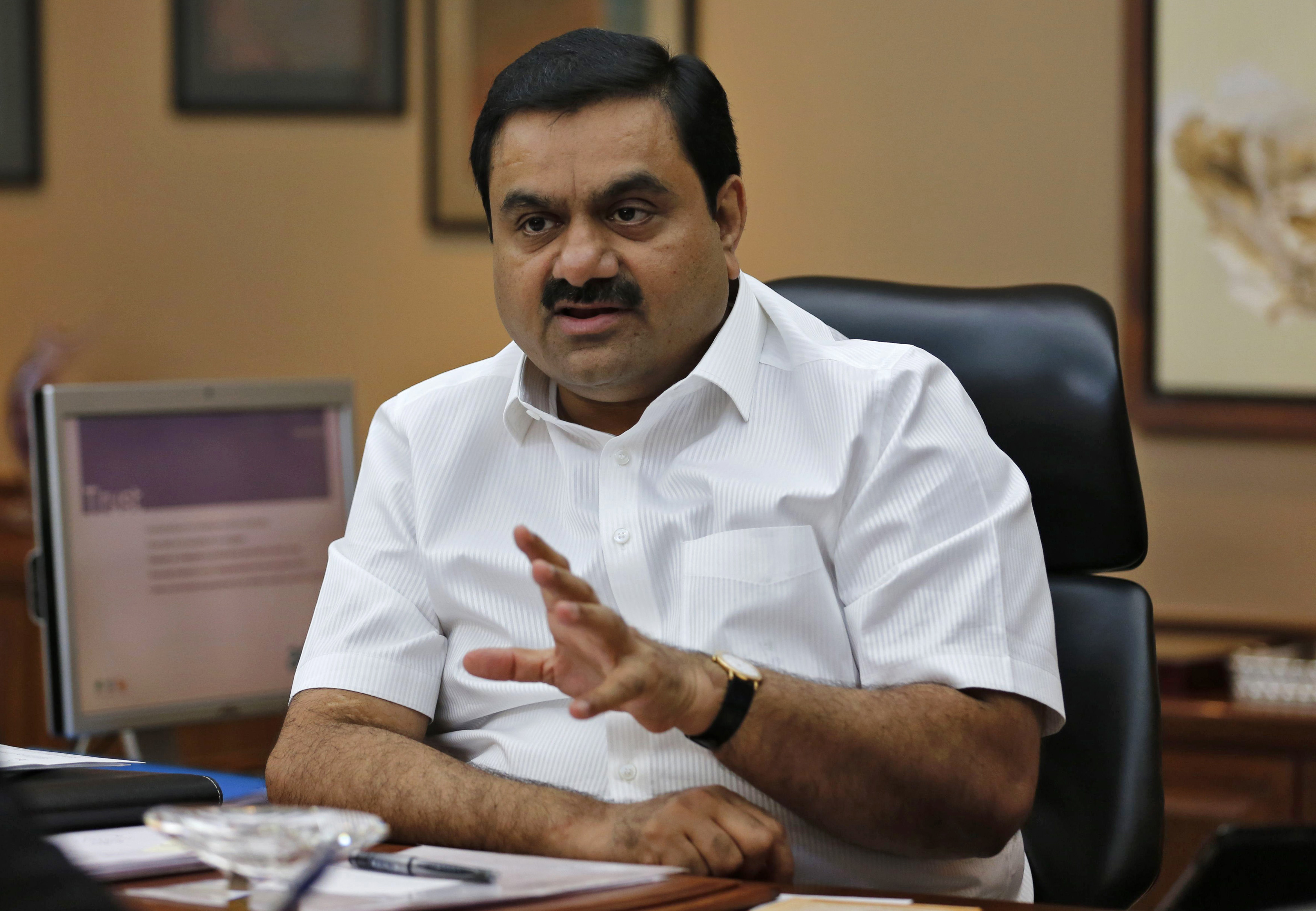 Indian billionaire Gautam Adani speaks during an interview with Reuters at his office in the western Indian city of Ahmedabad in Gujarat