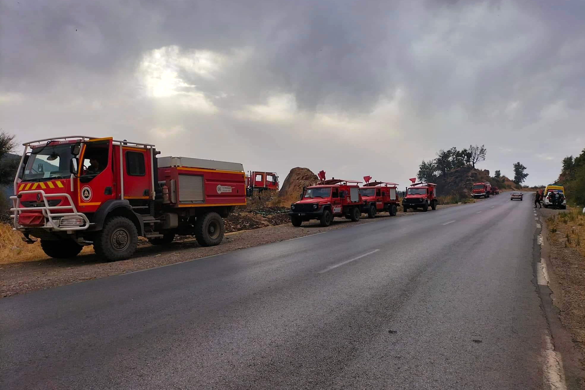 Fire trucks are seen in Setif, Algeria