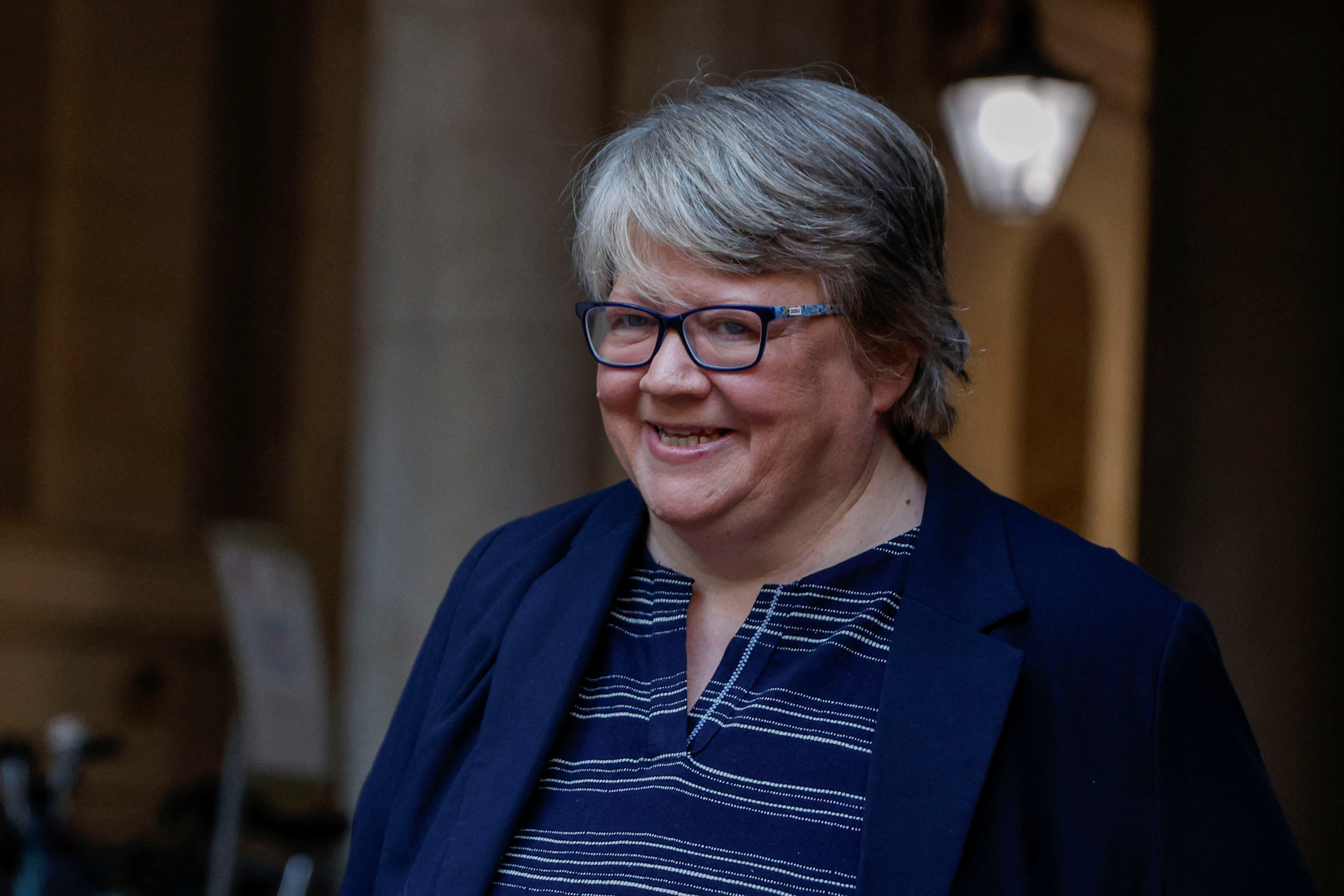 Deputy Prime Minister and Health Secretary Therese Coffey walks outside Number 10