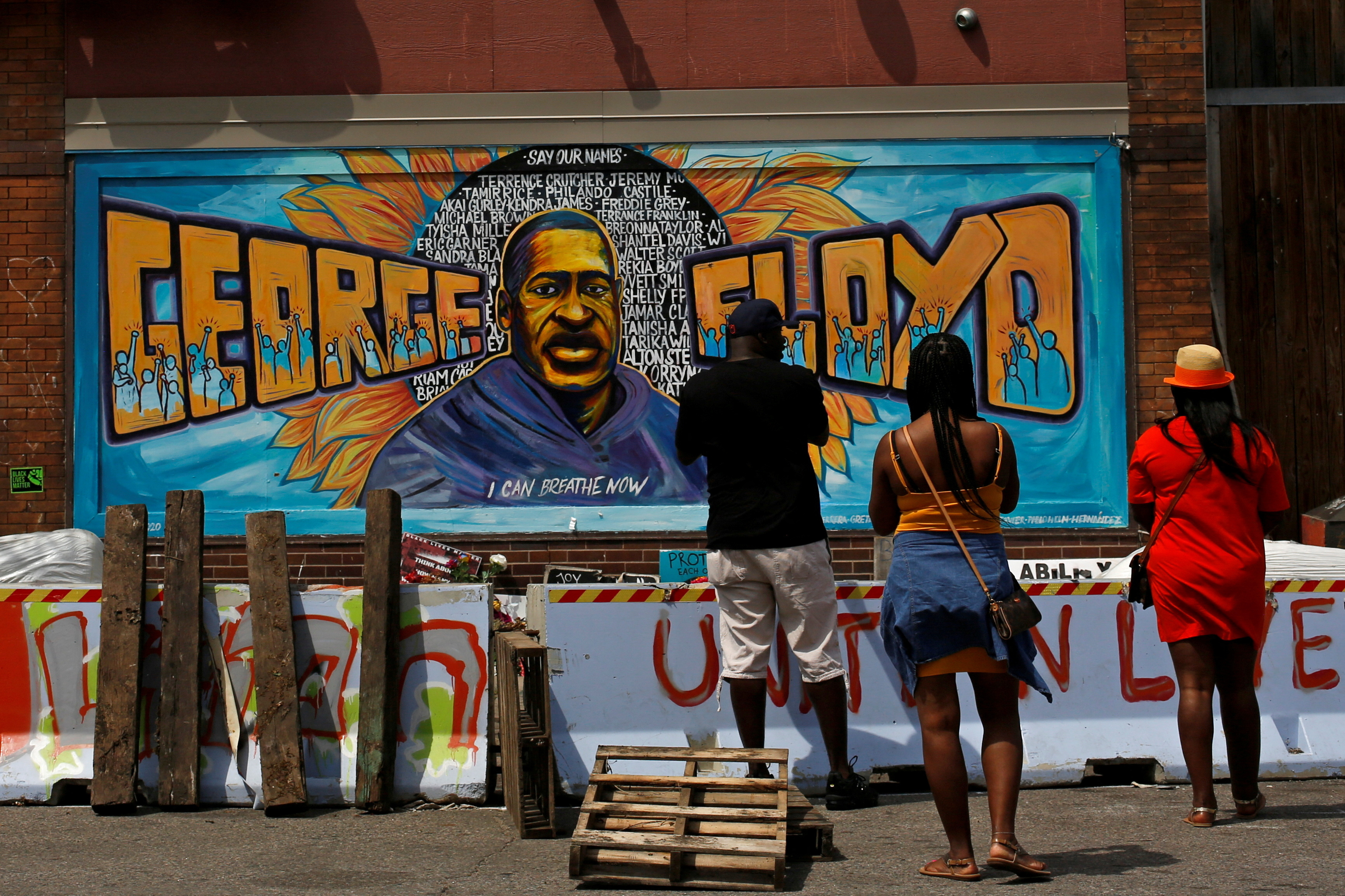 A mural of George Floyd in Minneapolis