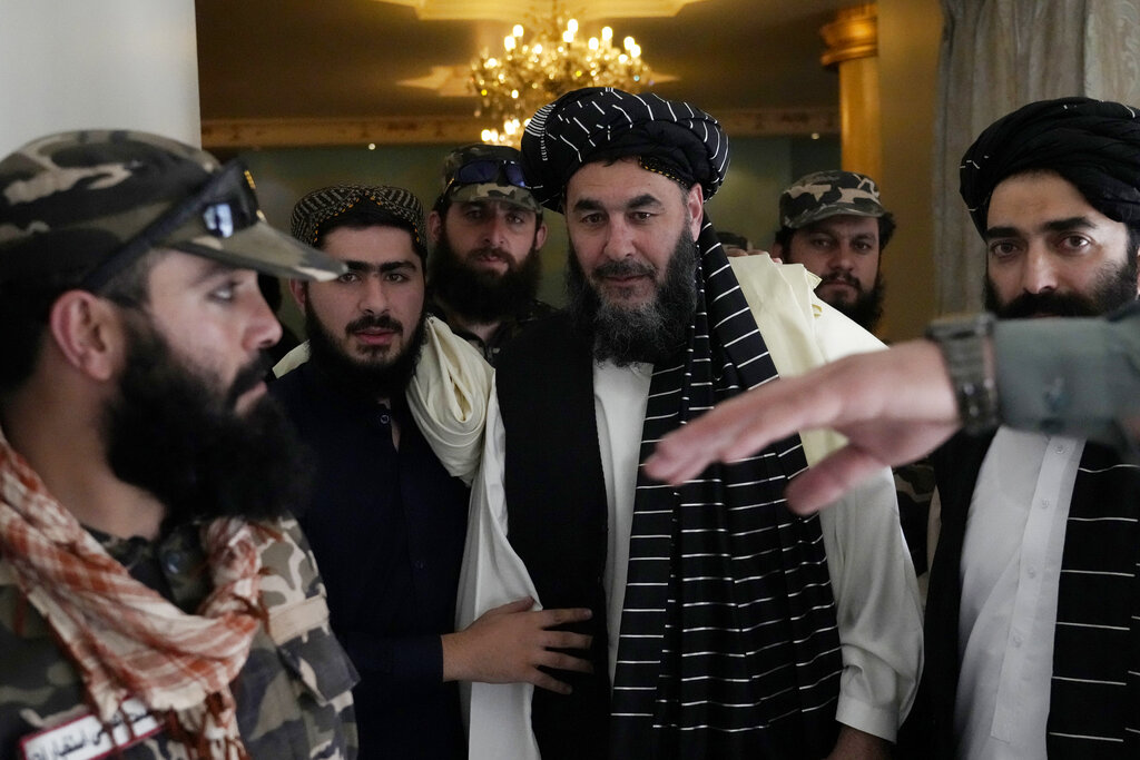 Bashir Noorzai (centre) at the Intercontinental Hotel in Kabul after his release from US prison, September 19