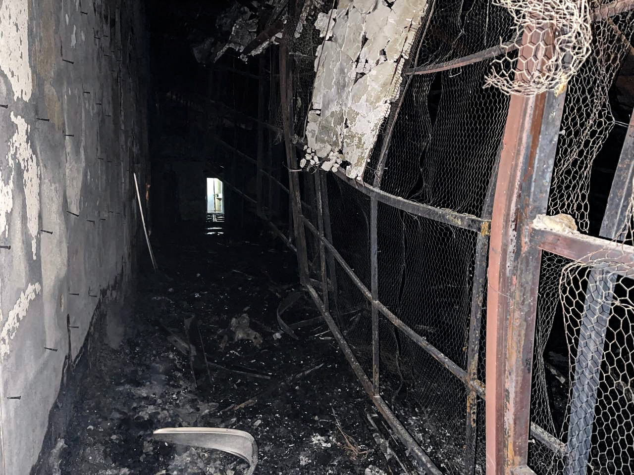 Damage caused by a fire inside the building of the Evin prison [IRNA via AFP]
