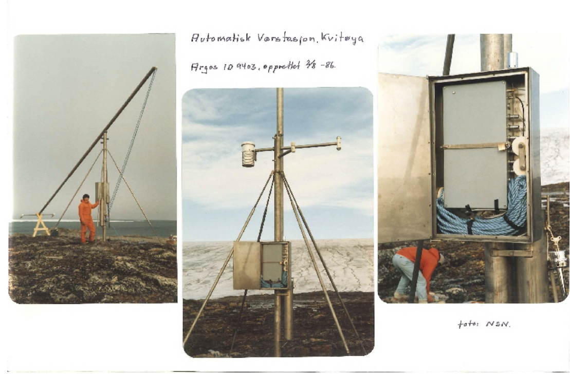 The weather stations that Ragnar Braekkan maintained were some of the first to be automated in the Arctic, such as the one pictured here from 1986 from the station on the Svalbard island of Kvitoya [Courtesy of Ragnar Braekkan]