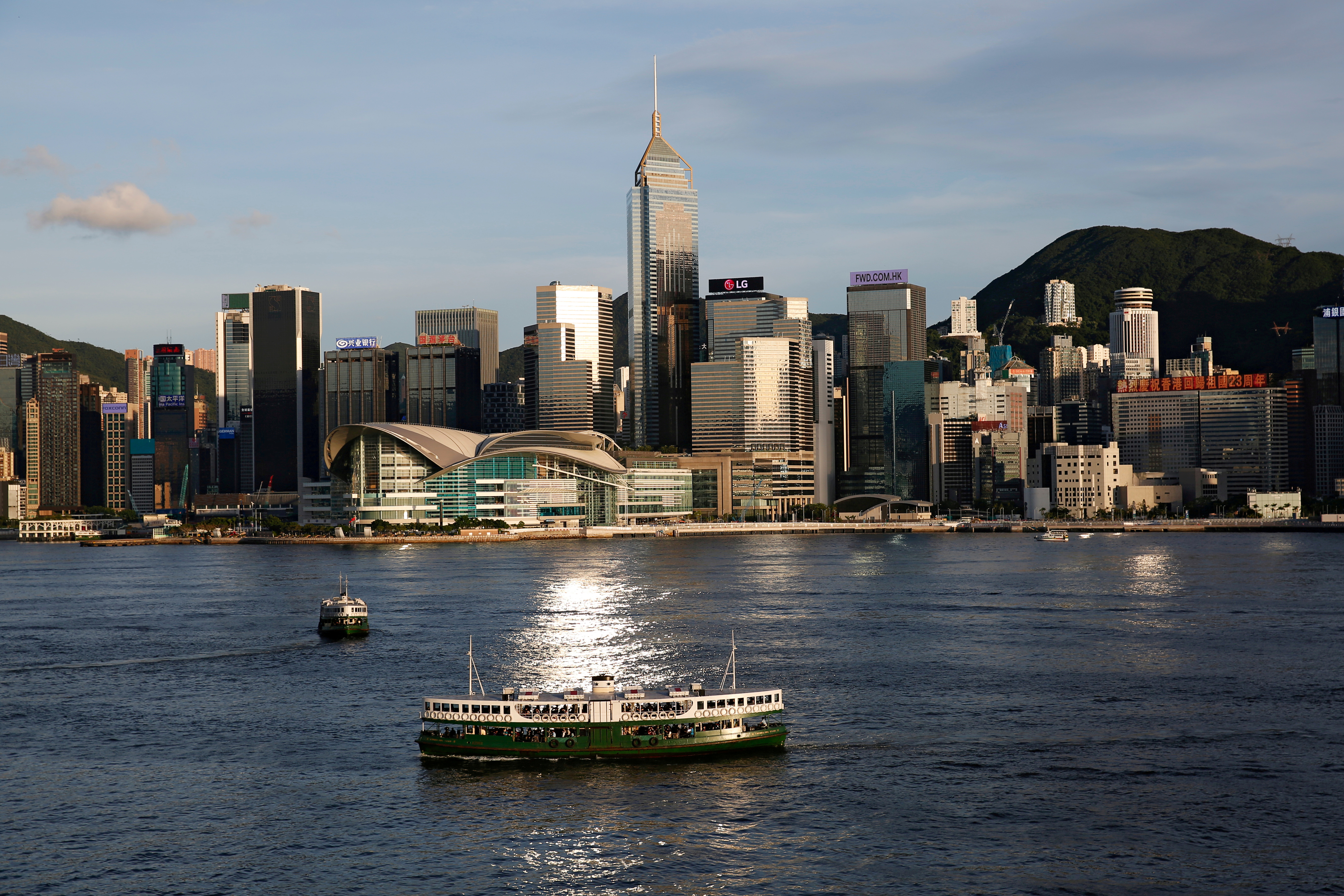 Hong Kong skyline.