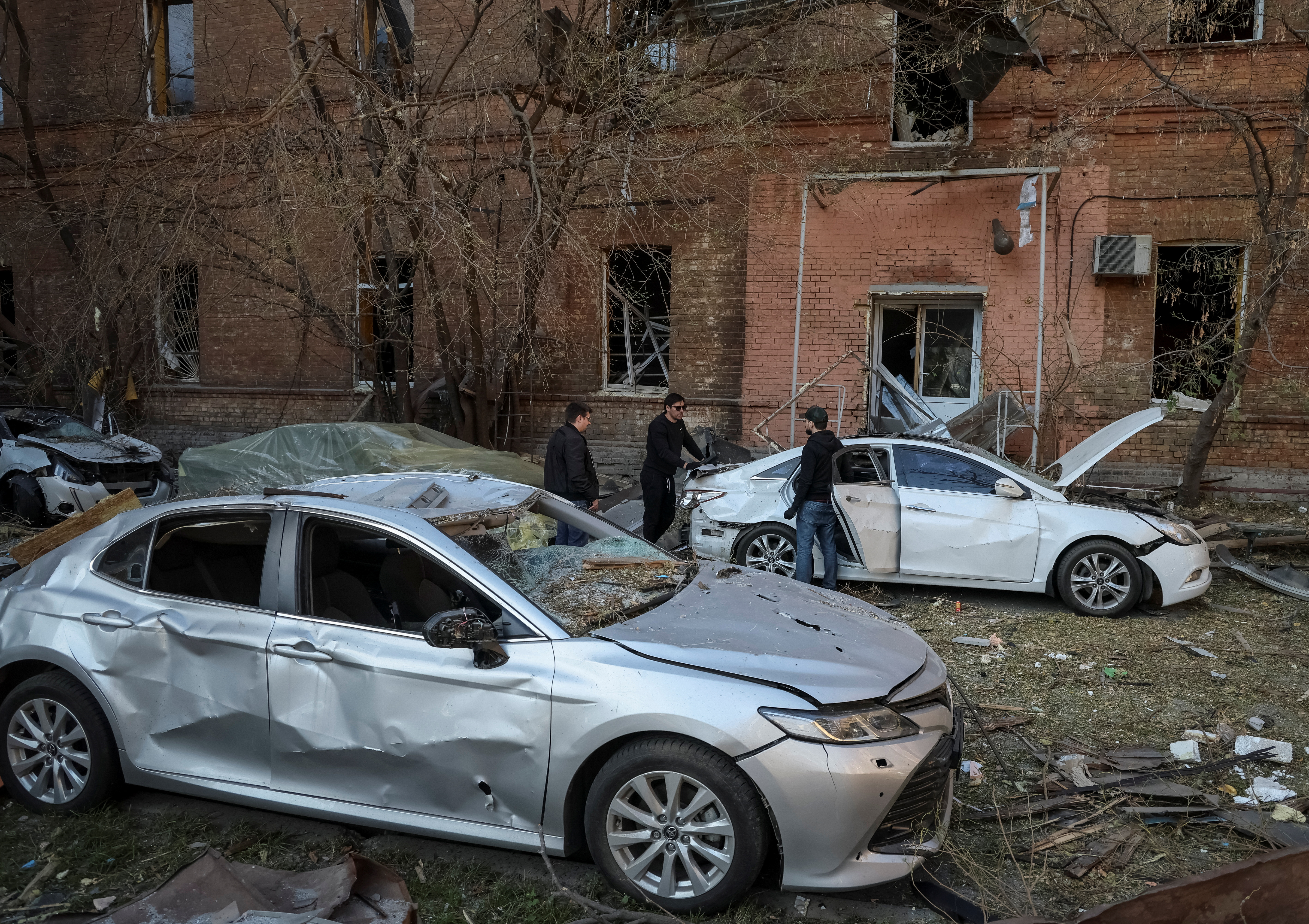 Cars damaged.
