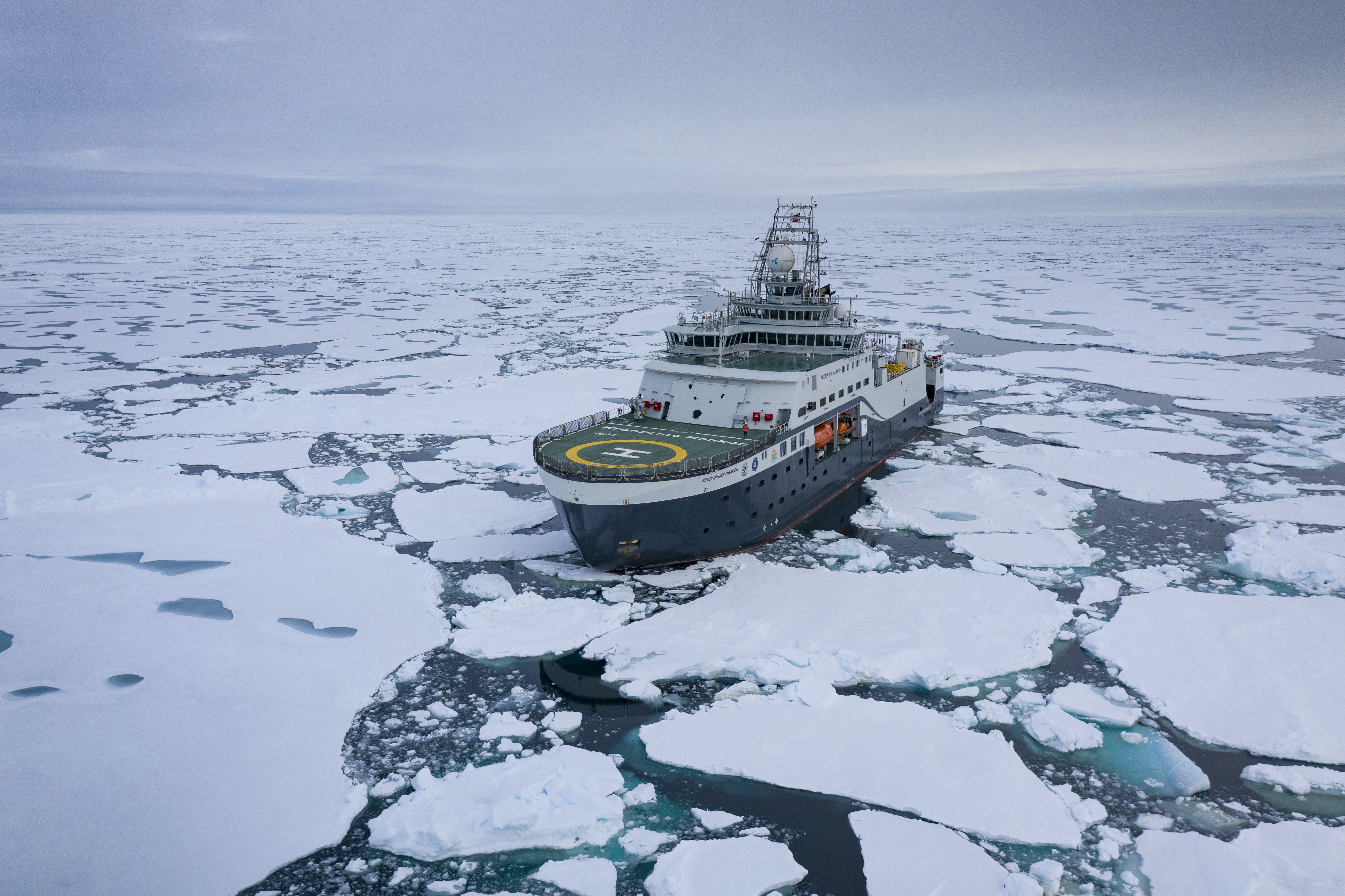 The Kronprins Haakon, Norway’s only icebreaking research vessel, on the Barents Sea [Courtesy of Nansen Legacy, Christian Morel]