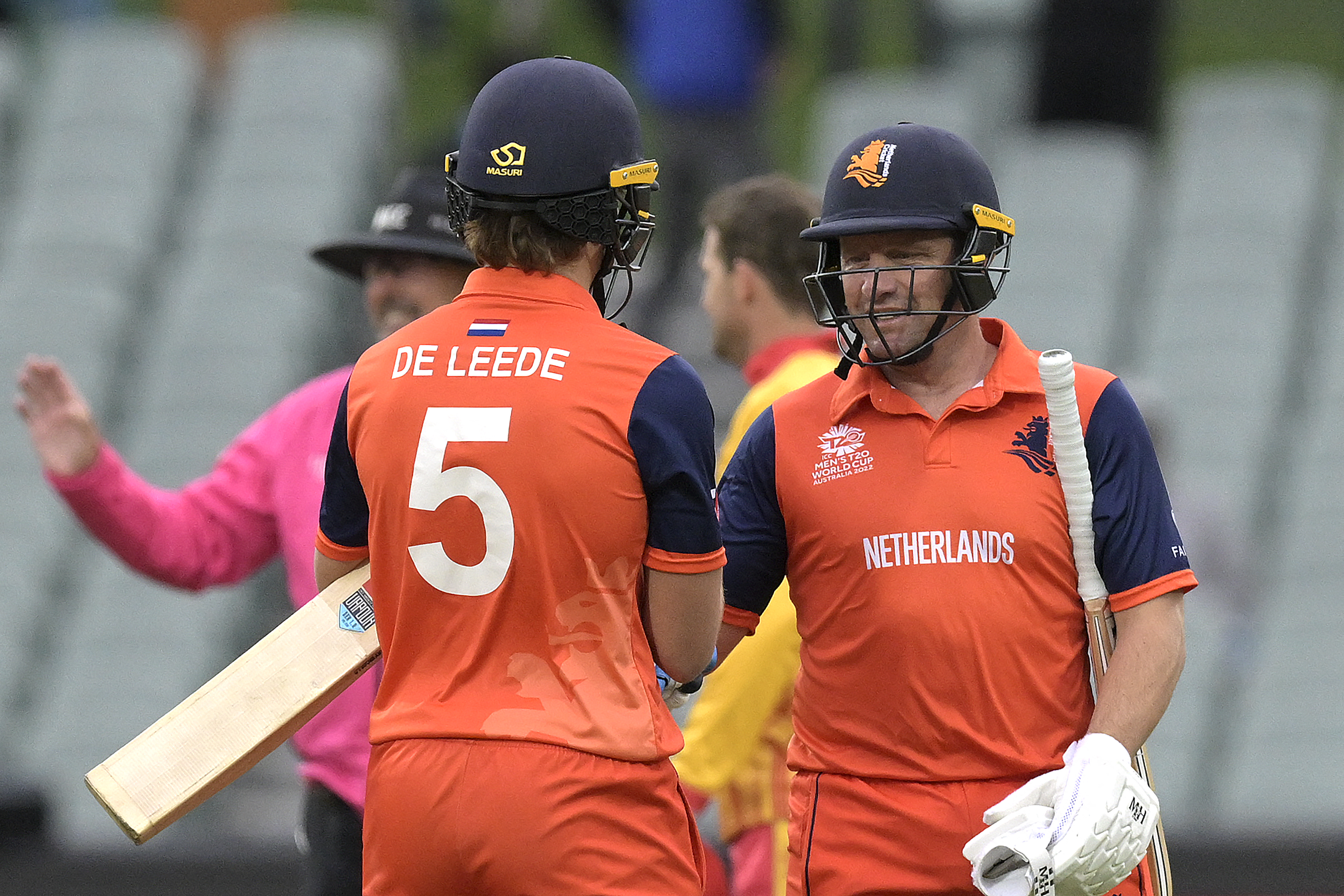 Netherlands' Bas de Leede (L) and Roelof van der Merwe