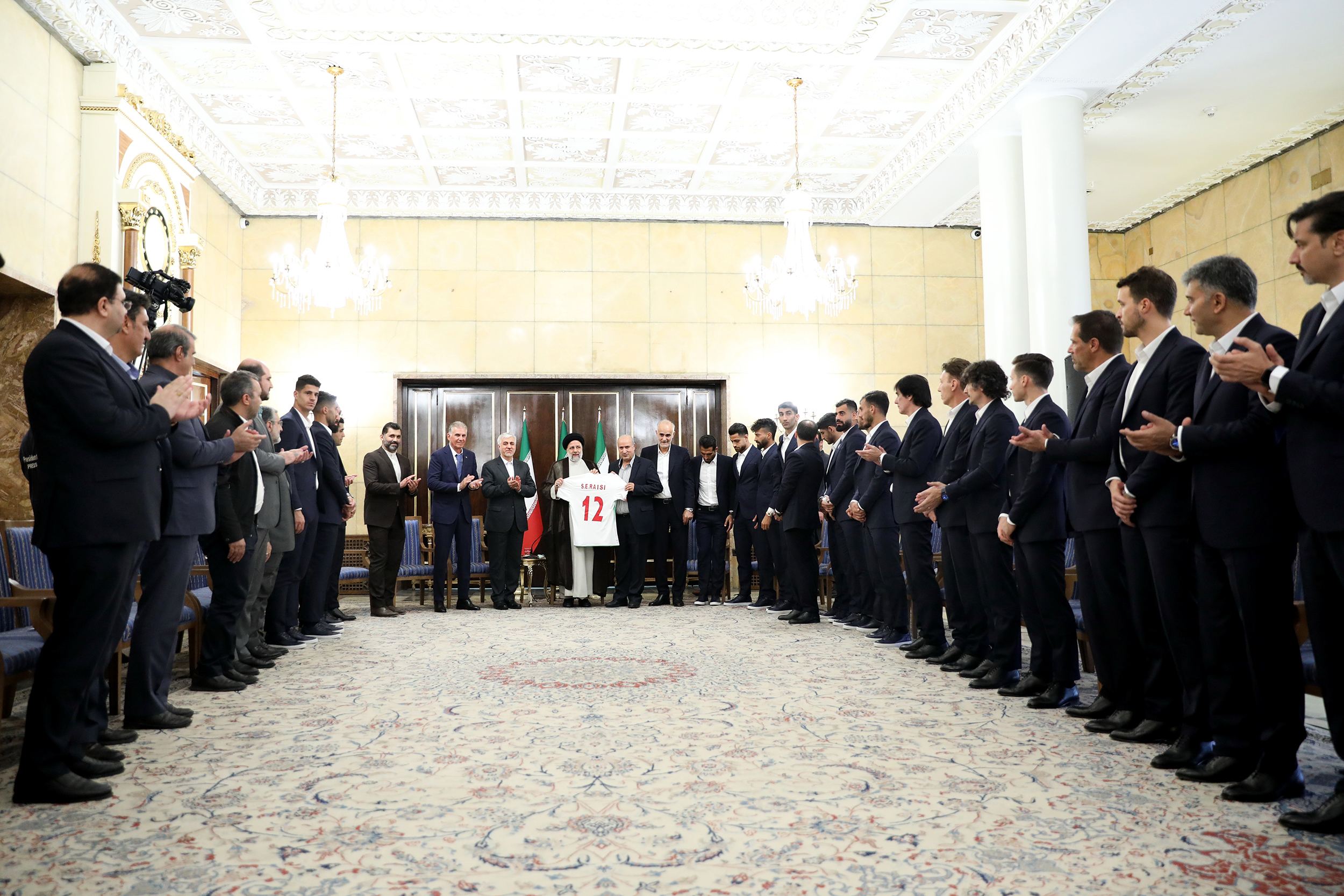 Iranian President Ebrahim Raisi met members of the Iran national team on Monday